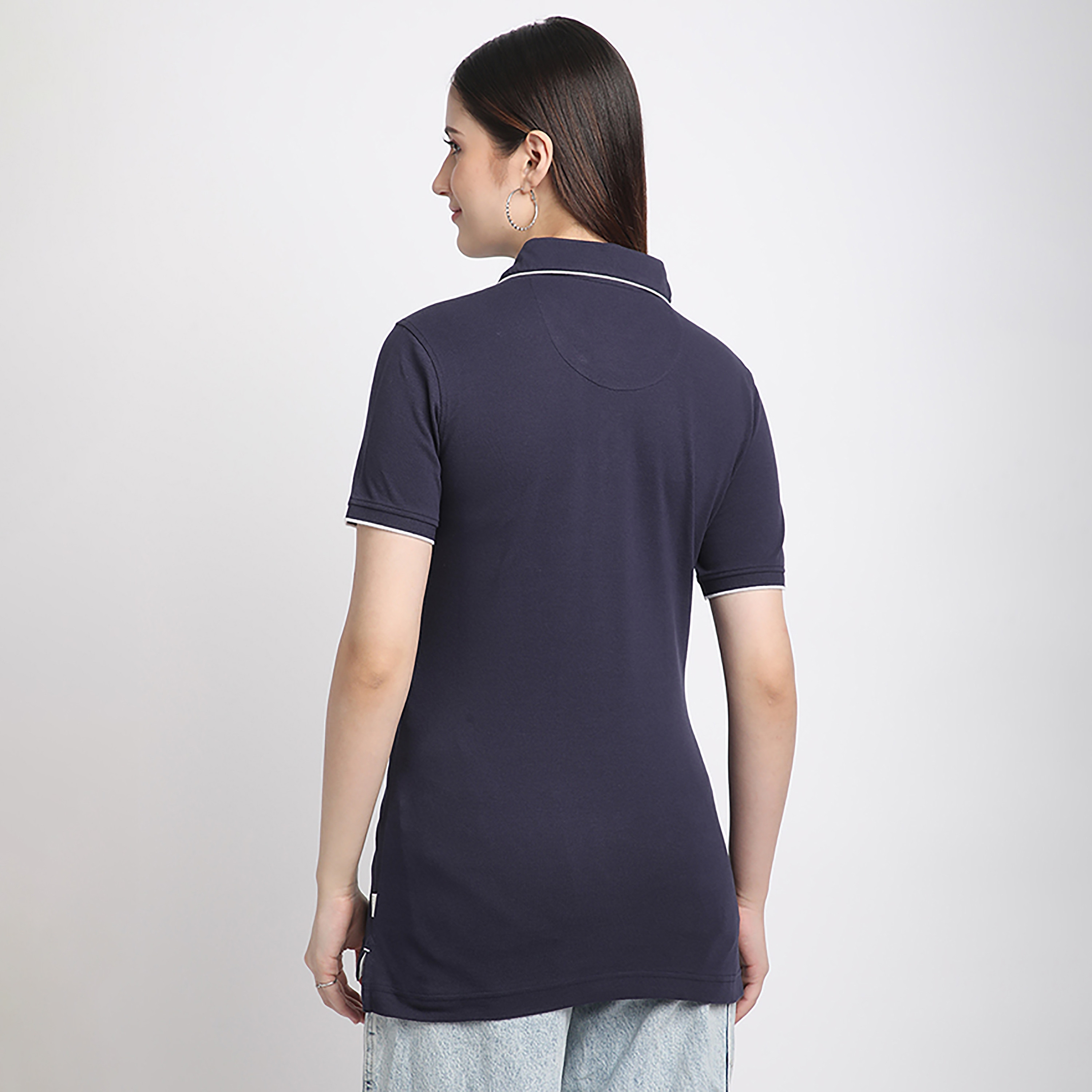 Beverly Hills Polo Club Plain Collared Short Sleeve Women's Polo T-Shirt-women-clothing-tshirts-image-2