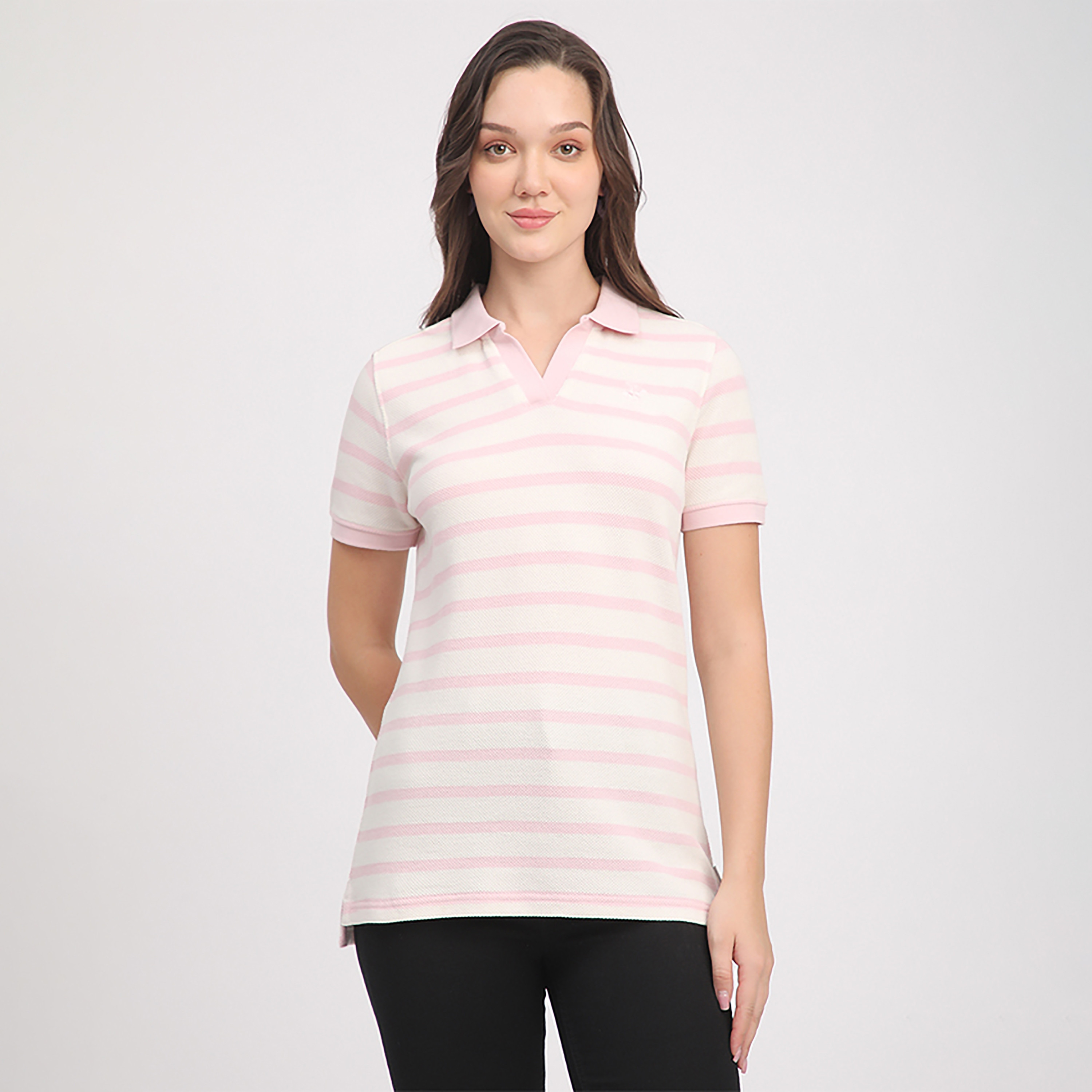 تي شيرت بولو بأكمام قصيرة بنقشة خطوط للرجال من بيفرلي هيلز بولو كلوب-women-clothing-tshirts-image-1