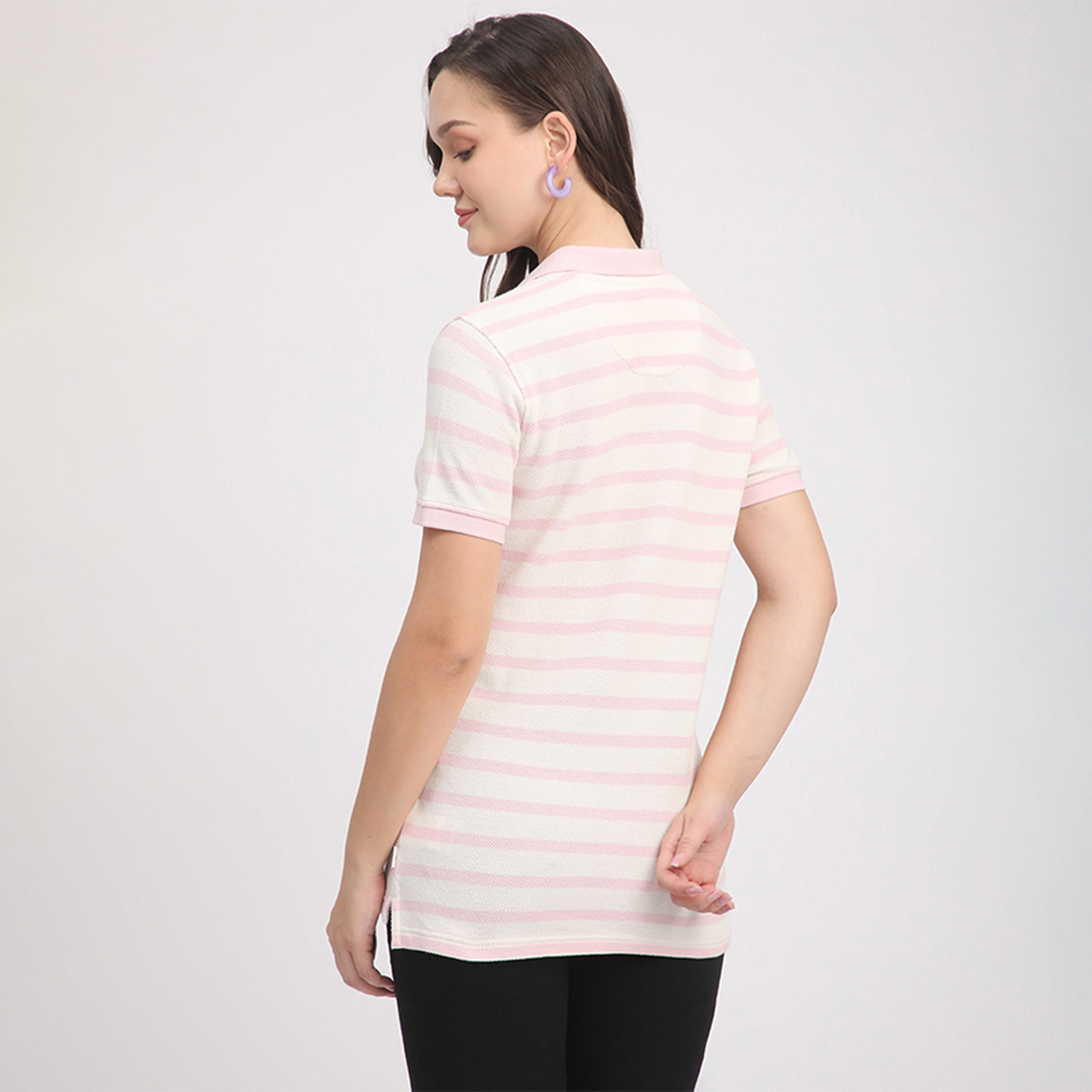 Beverly Hills Polo Club Stripes Short Sleeves Polo T-Shirt-women-clothing-tshirts-image-5