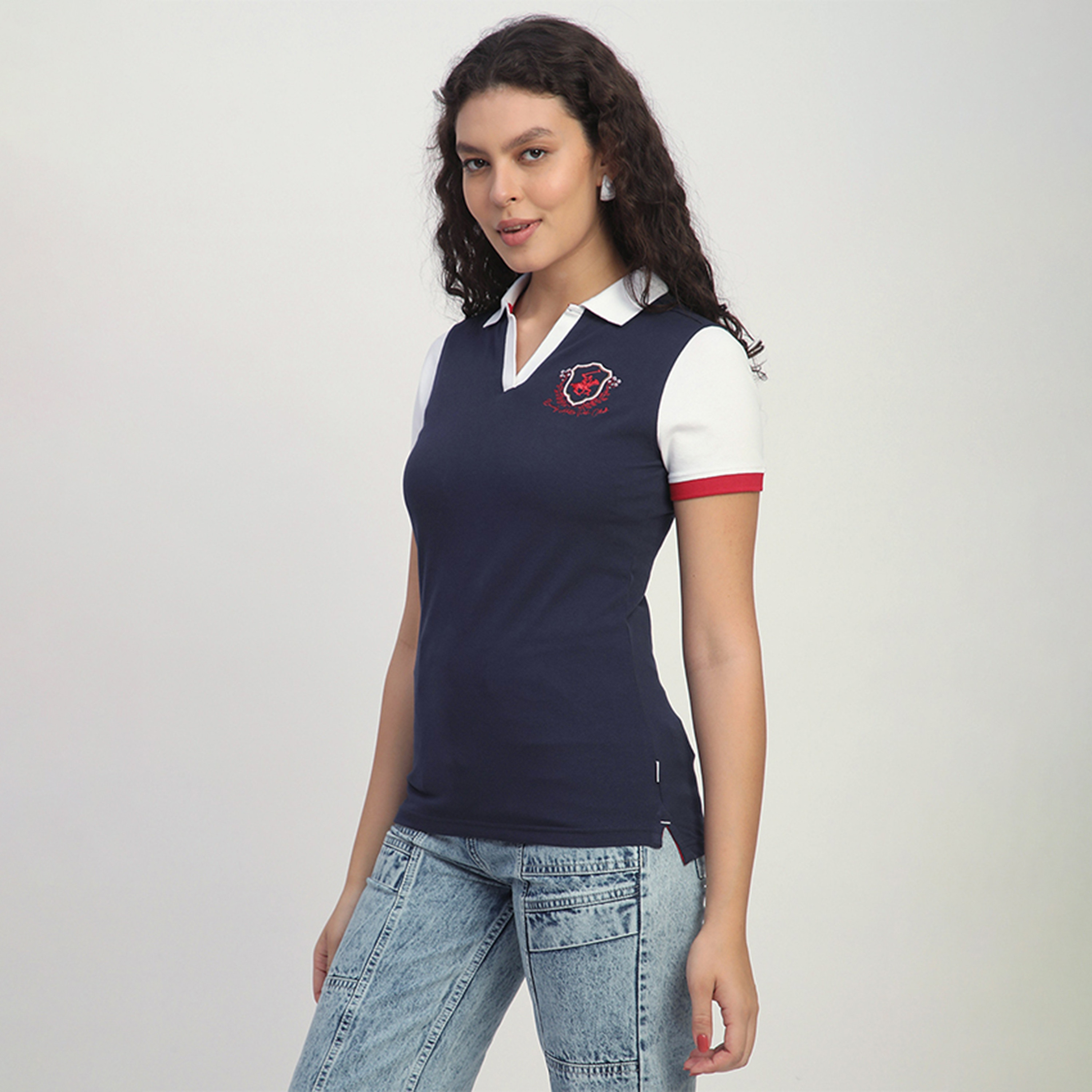 Beverly Hills Polo Club Plain Short Sleeves Polo T-Shirt-women-clothing-tshirts-image-3
