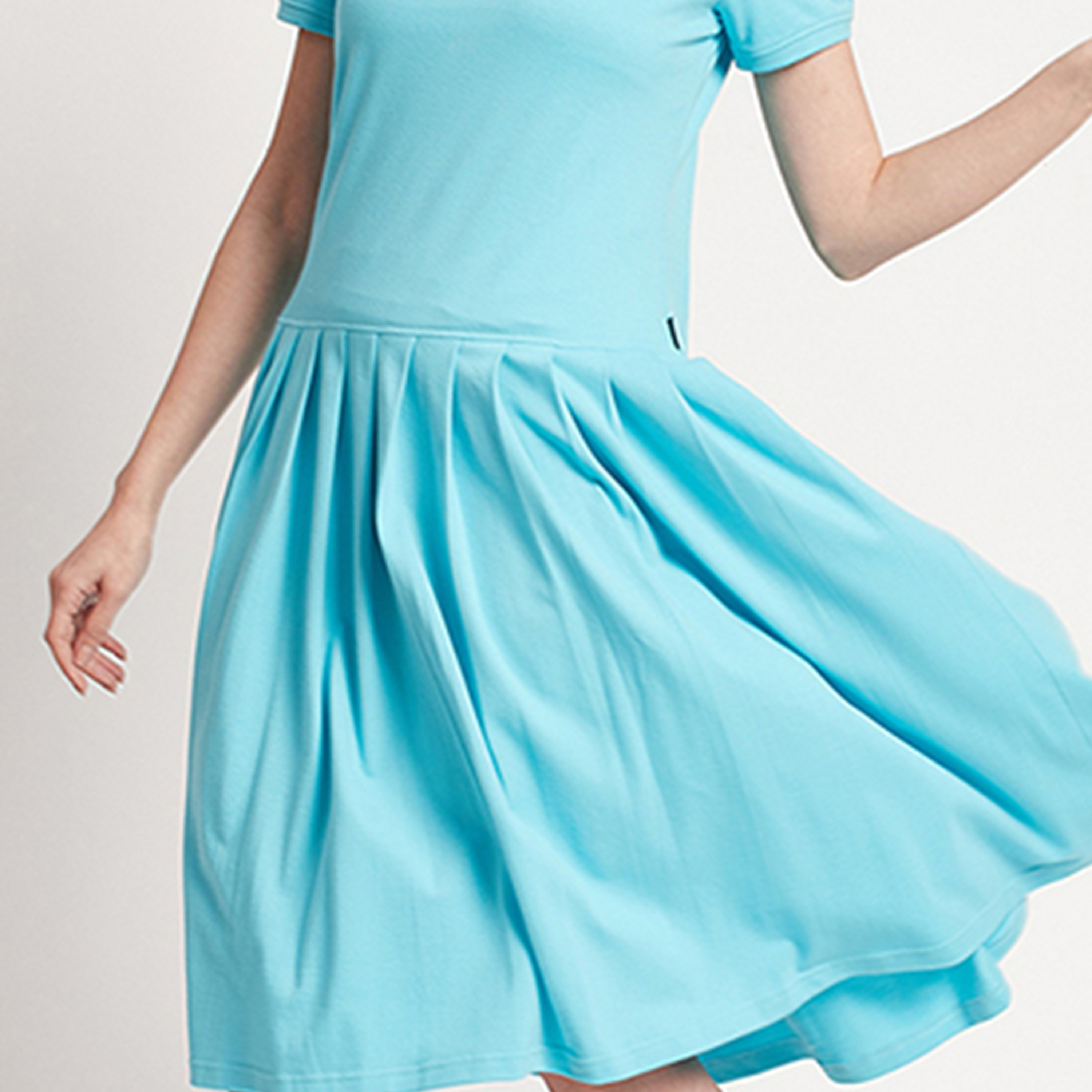 Beverly Hills Polo Club Logo Polo Collar Midi Pleated T-Shirt Dress-women-clothing-dresses-image-3
