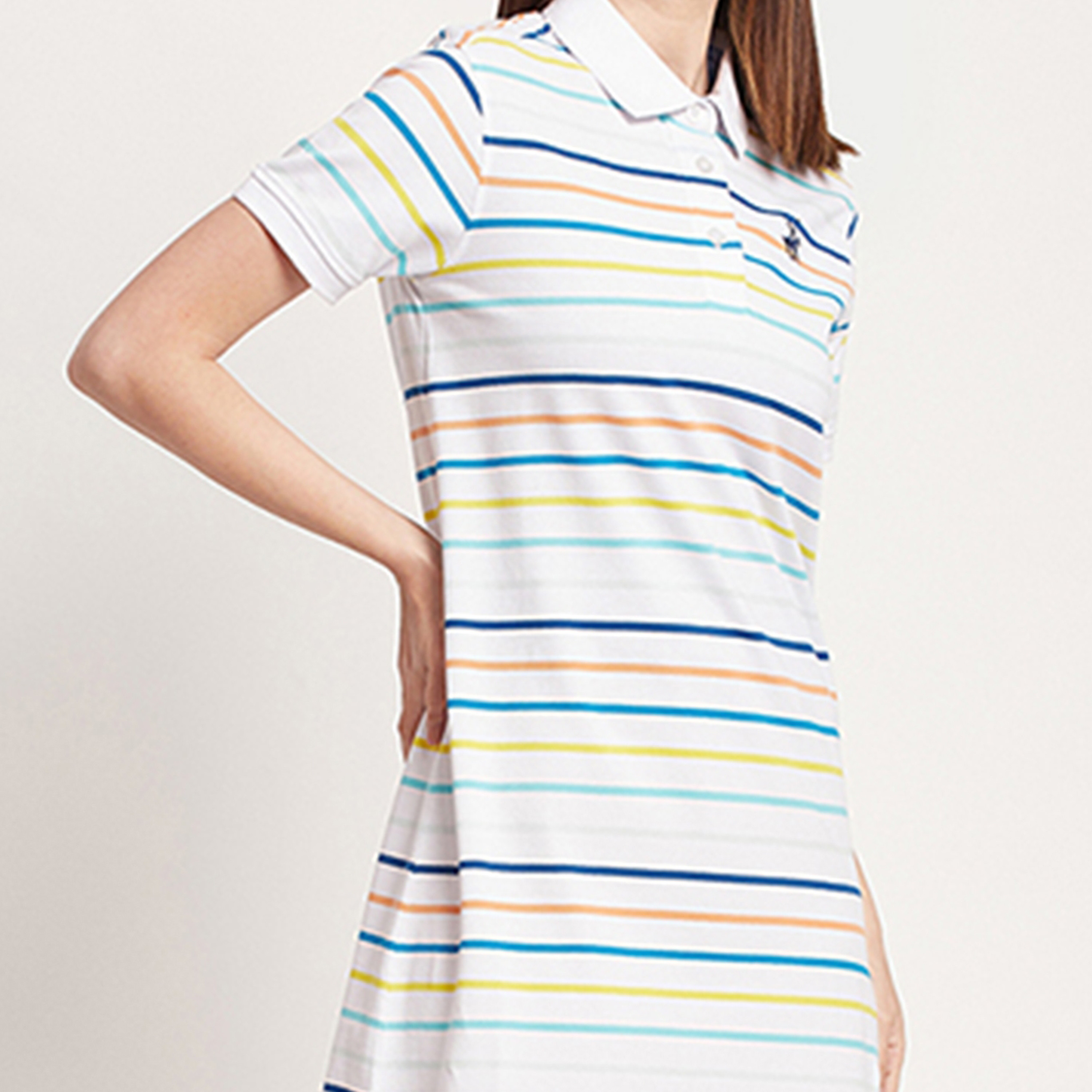 فستان تي شيرت بطول الركبة مع ياقة بولو ذو مخطط من بيفرلي هيلز بولو كلوب-women-clothing-dresses-image-3