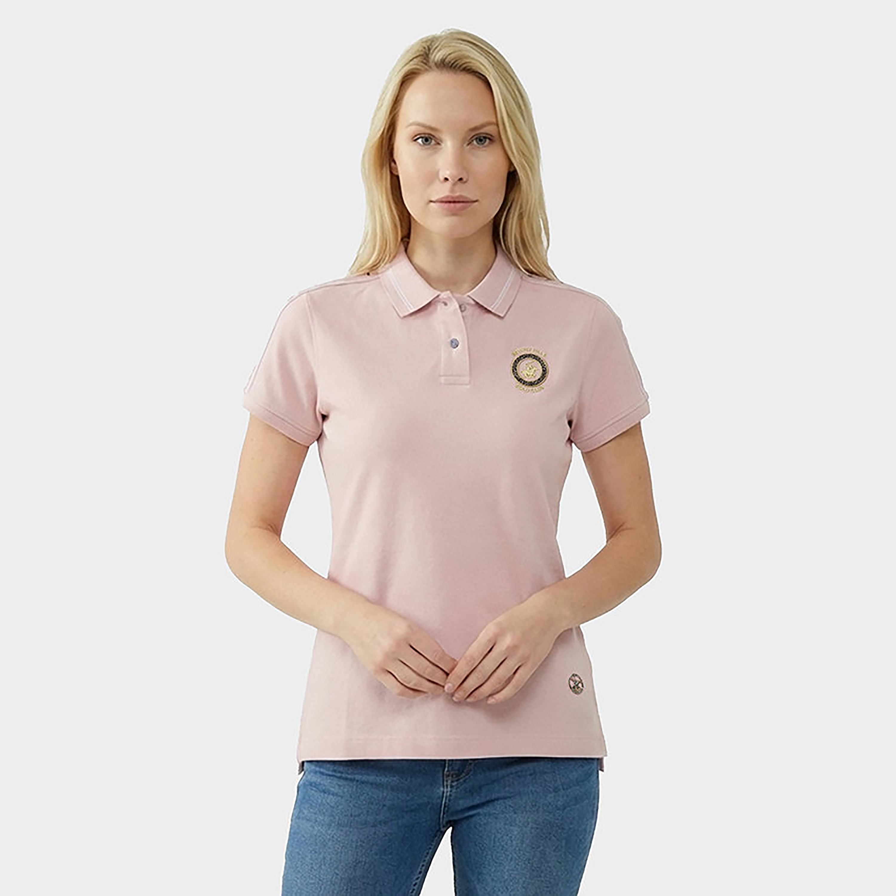 Beverly Hills Polo Club Plain Collared Short Sleeves Women's Polo T-Shirt-women-clothing-tshirts-image-1