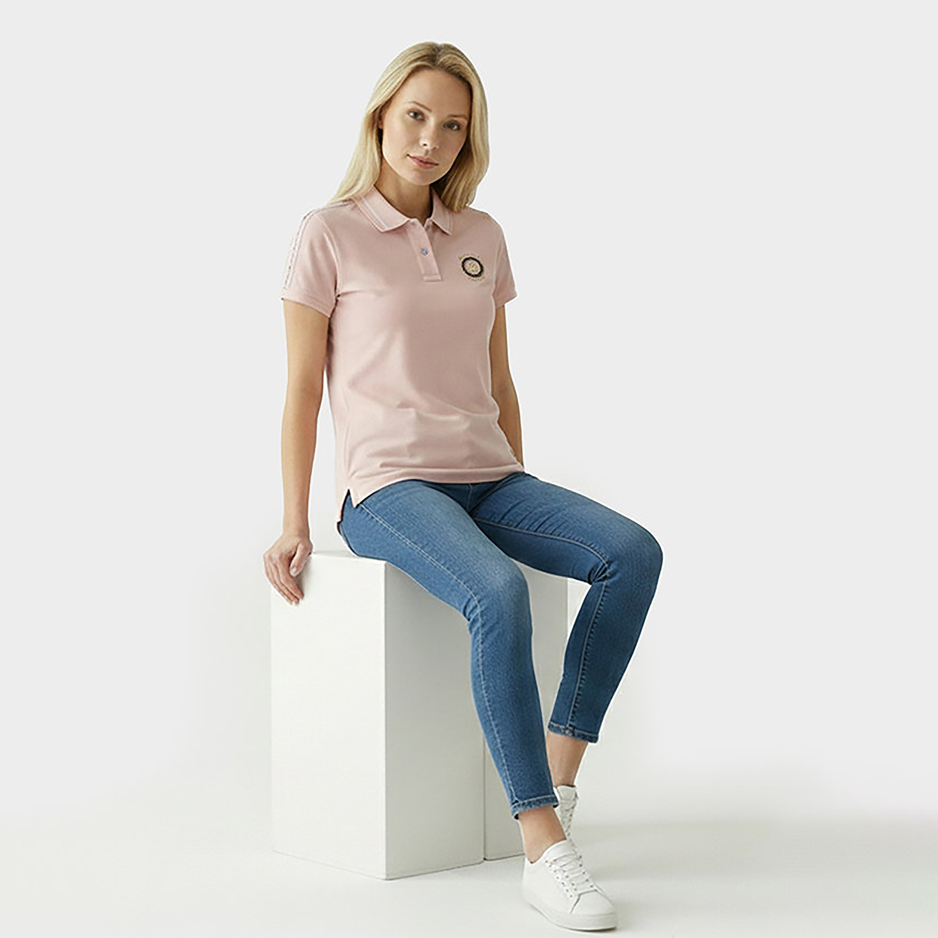 Beverly Hills Polo Club Plain Collared Short Sleeves Women's Polo T-Shirt-women-clothing-tshirts-image-2