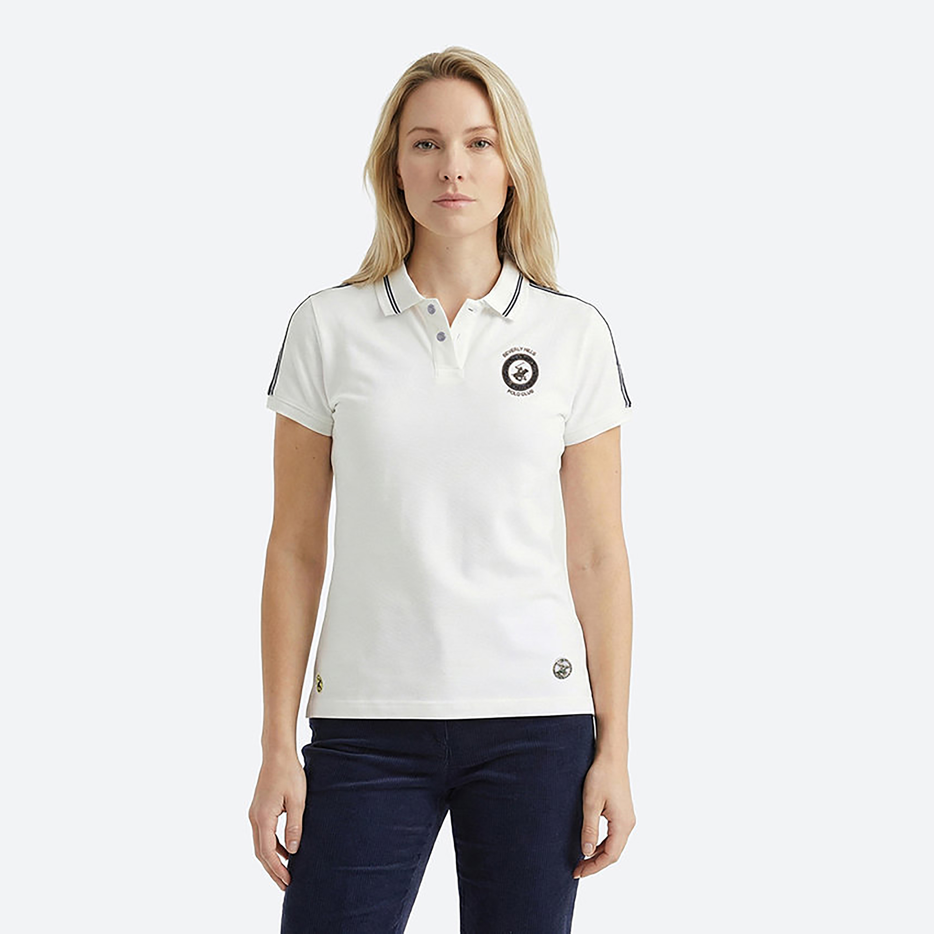 Beverly Hills Polo Club Plain Collared Short Sleeves Women's Polo T-Shirt-women-clothing-tshirts-image-1