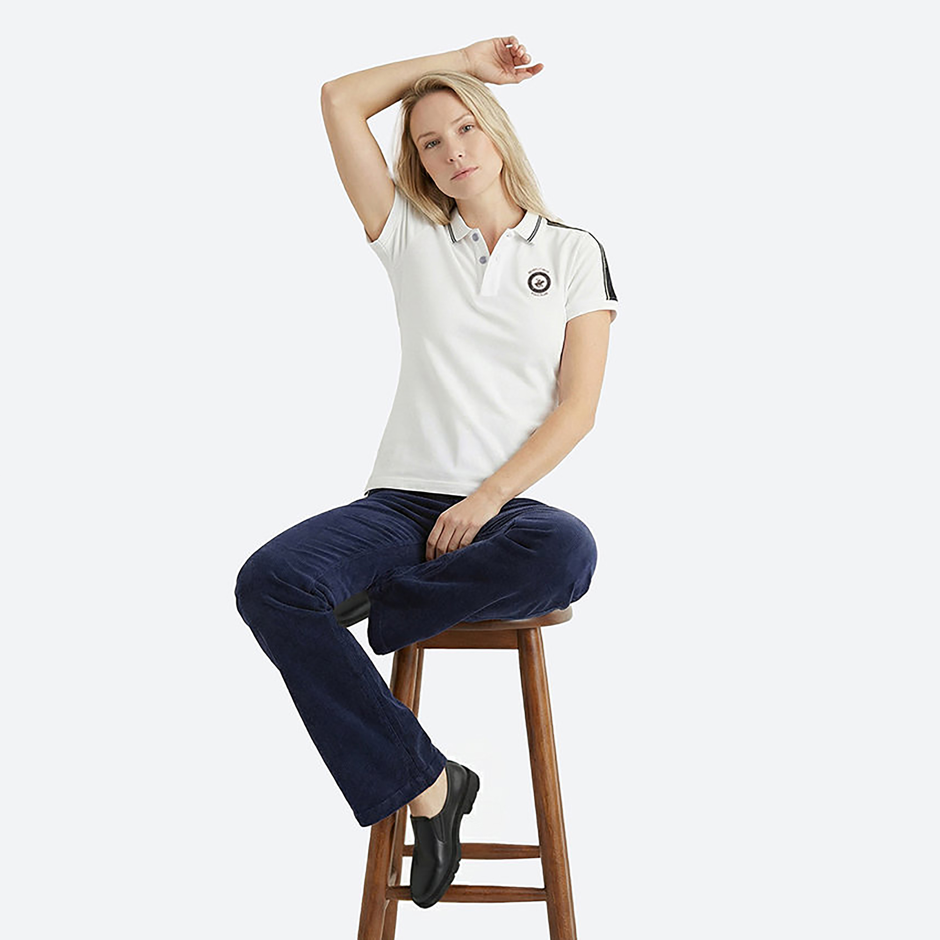 Beverly Hills Polo Club Plain Collared Short Sleeves Women's Polo T-Shirt-women-clothing-tshirts-image-2
