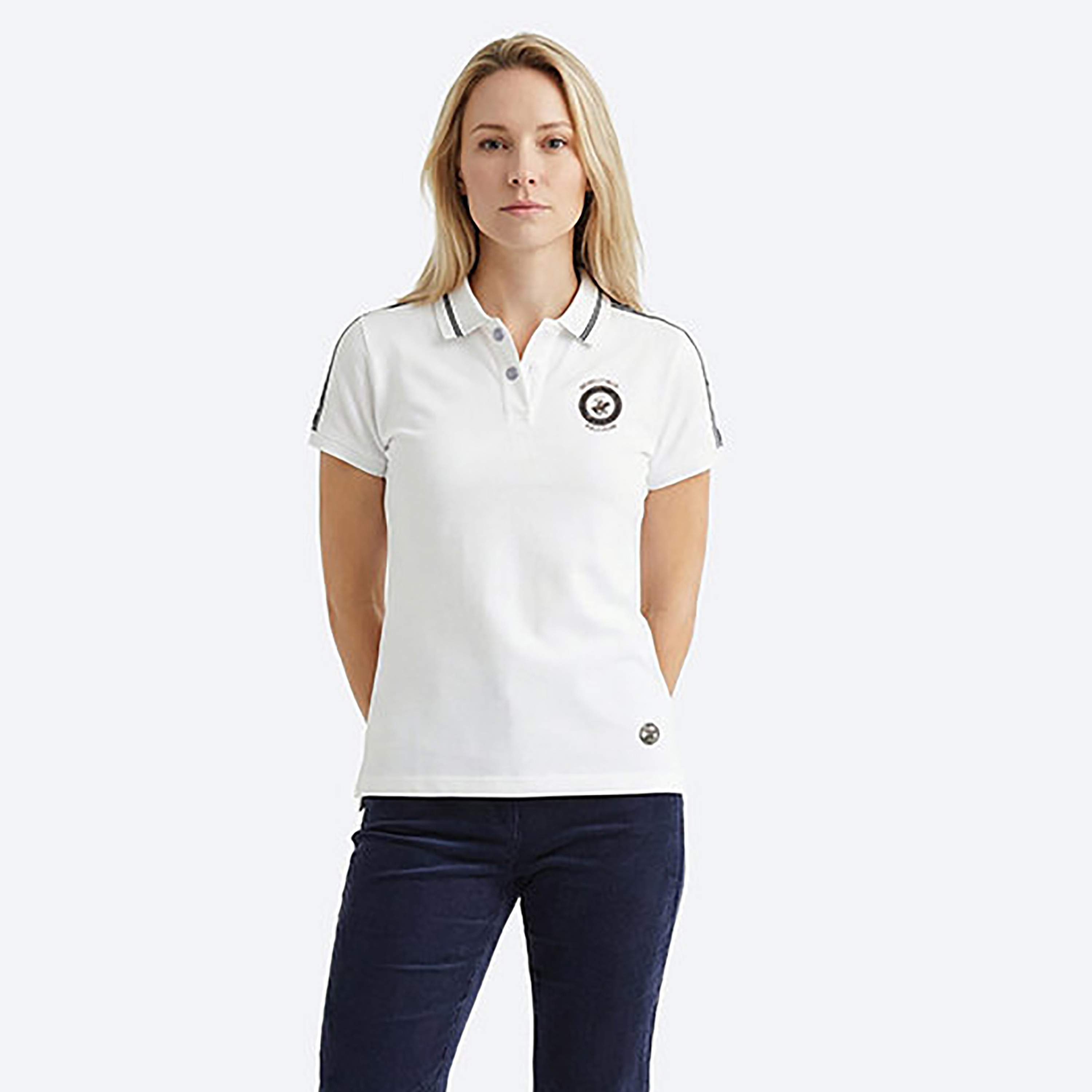 Beverly Hills Polo Club Plain Collared Short Sleeves Women's Polo T-Shirt-women-clothing-tshirts-image-3