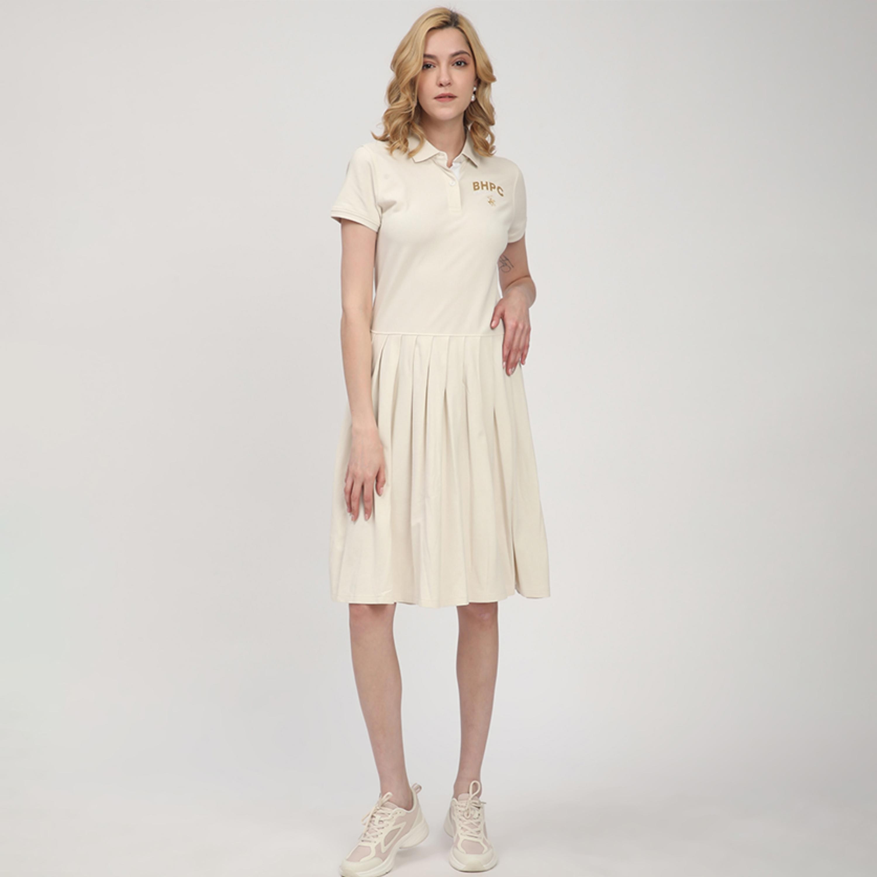 فستان نسائي يصل إلى الركبة مع تي شيرت بياقة مطوية من بيفرلي هيلز بولو كلوب-women-clothing-dresses-image-9