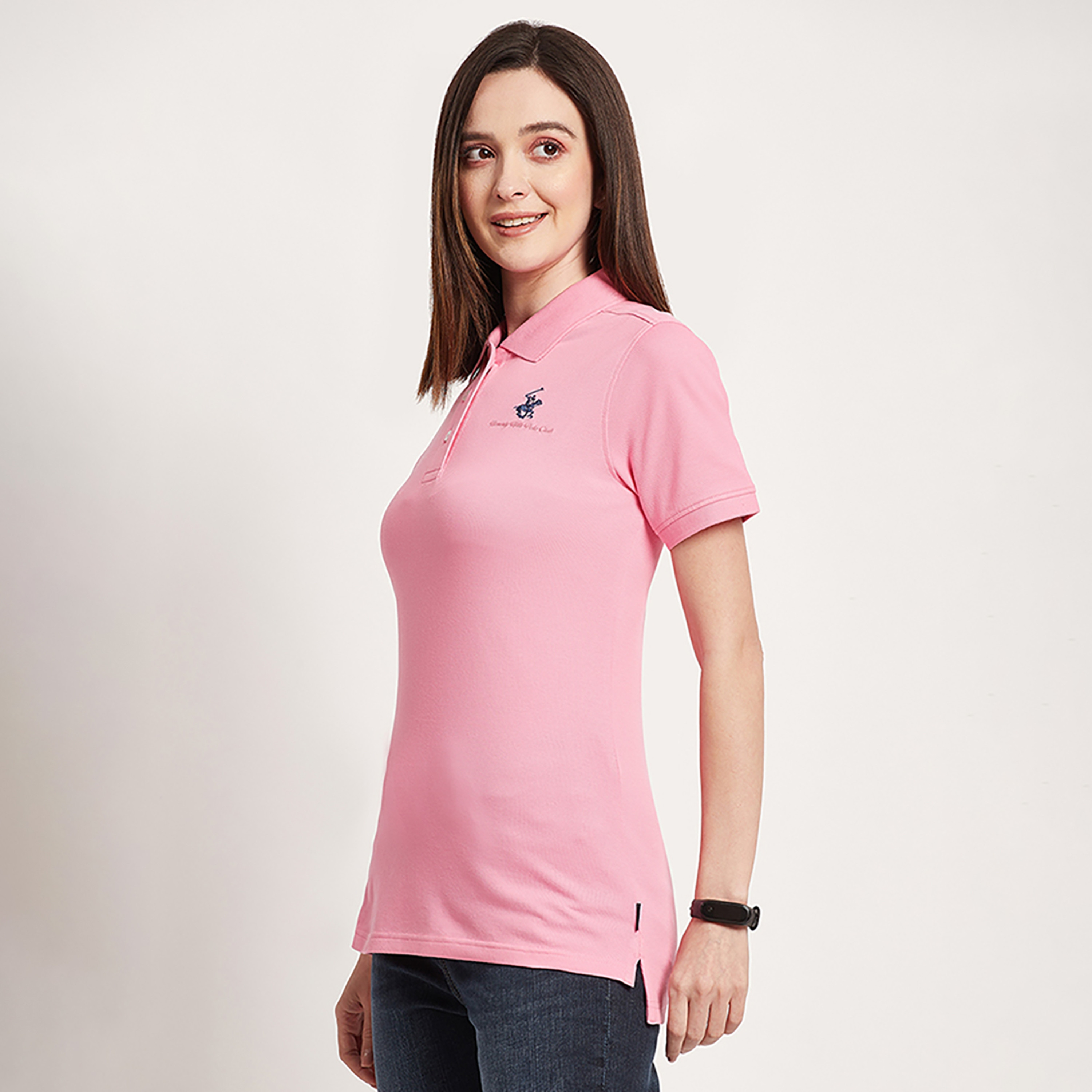 Beverly Hills Polo Club Logo Collared Short Sleeves Polo T-Shirt-women-clothing-tshirts-image-2