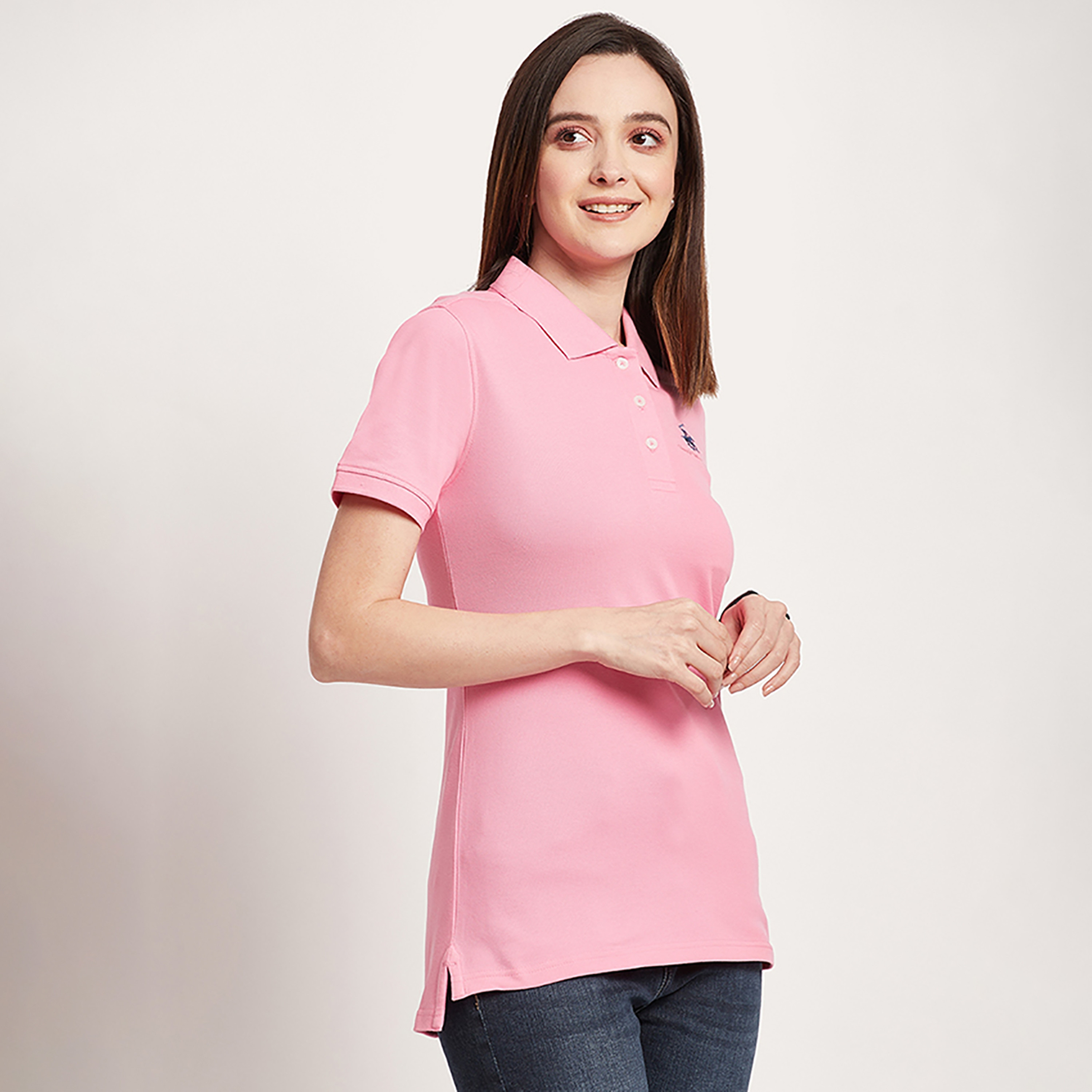 تي شيرت بولو من بيفرلي هيلز بولو كلوب بياقة وأكمام قصيرة مع شعار-women-clothing-tshirts-image-3