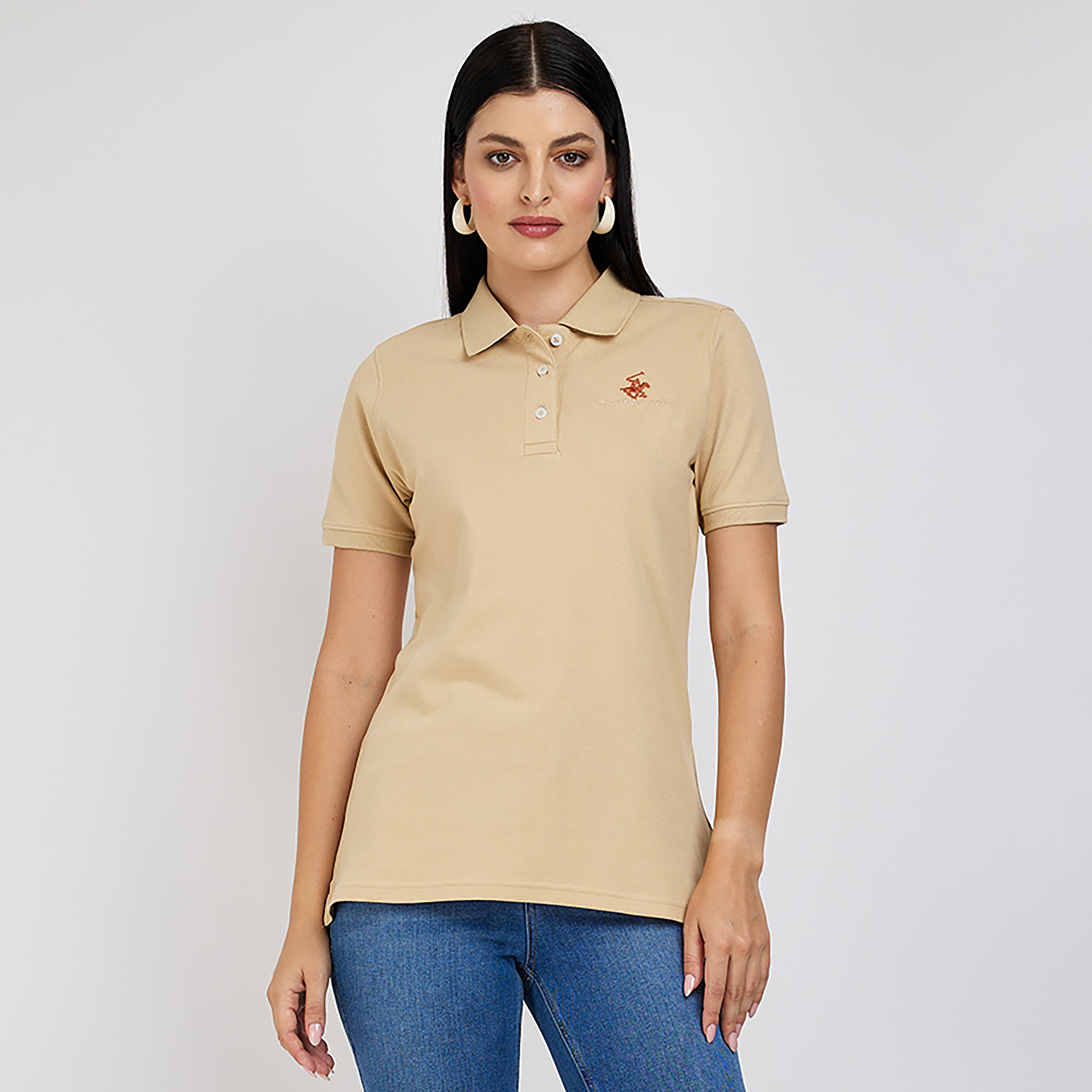 Beverly Hills Polo Club Logo Collared Short Sleeves Polo T-Shirt-women-clothing-tshirts-image-1