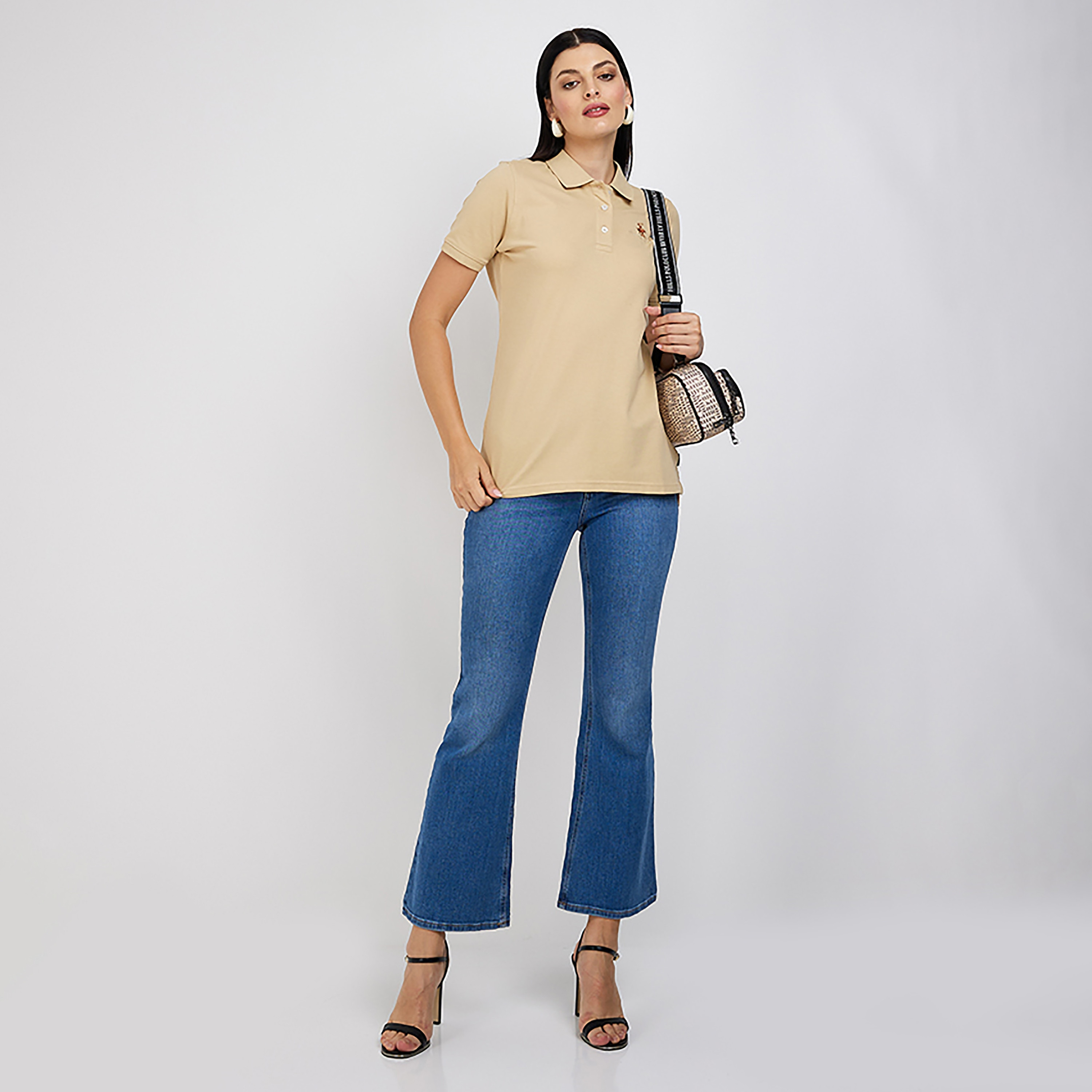 Beverly Hills Polo Club Logo Collared Short Sleeves Polo T-Shirt-women-clothing-tshirts-image-2
