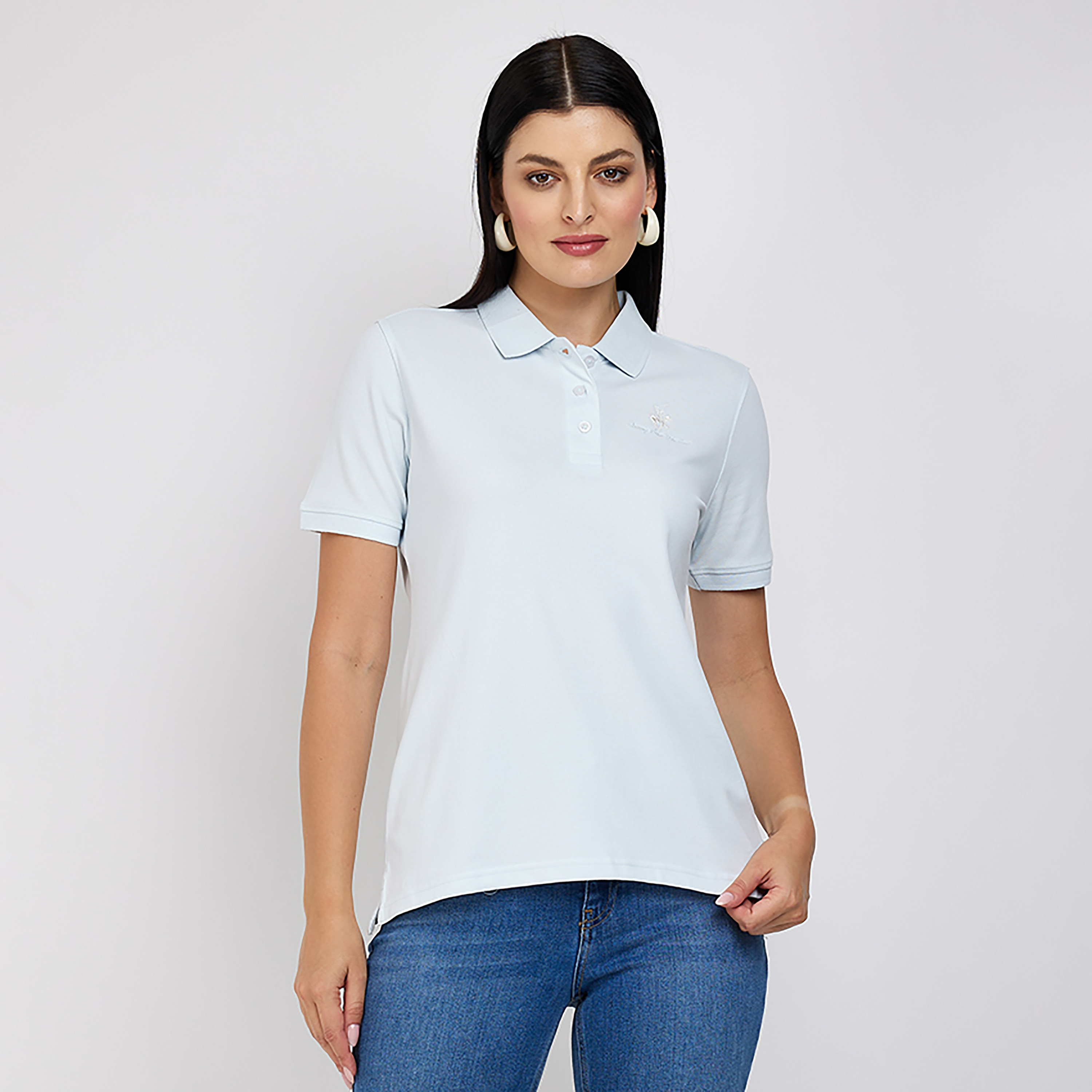 تي شيرت بولو من بيفرلي هيلز بولو كلوب بياقة وأكمام قصيرة مع شعار-women-clothing-tshirts-image-5