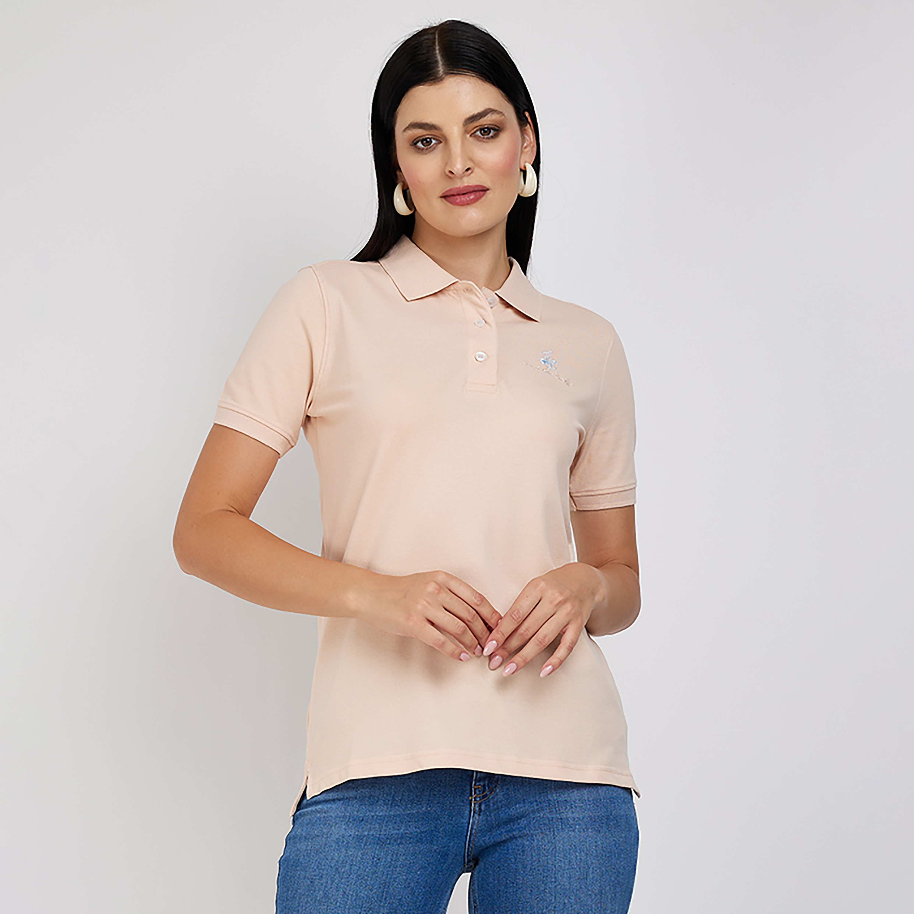 تي شيرت بولو من بيفرلي هيلز بولو كلوب بياقة وأكمام قصيرة مع شعار-women-clothing-tshirts-image-9