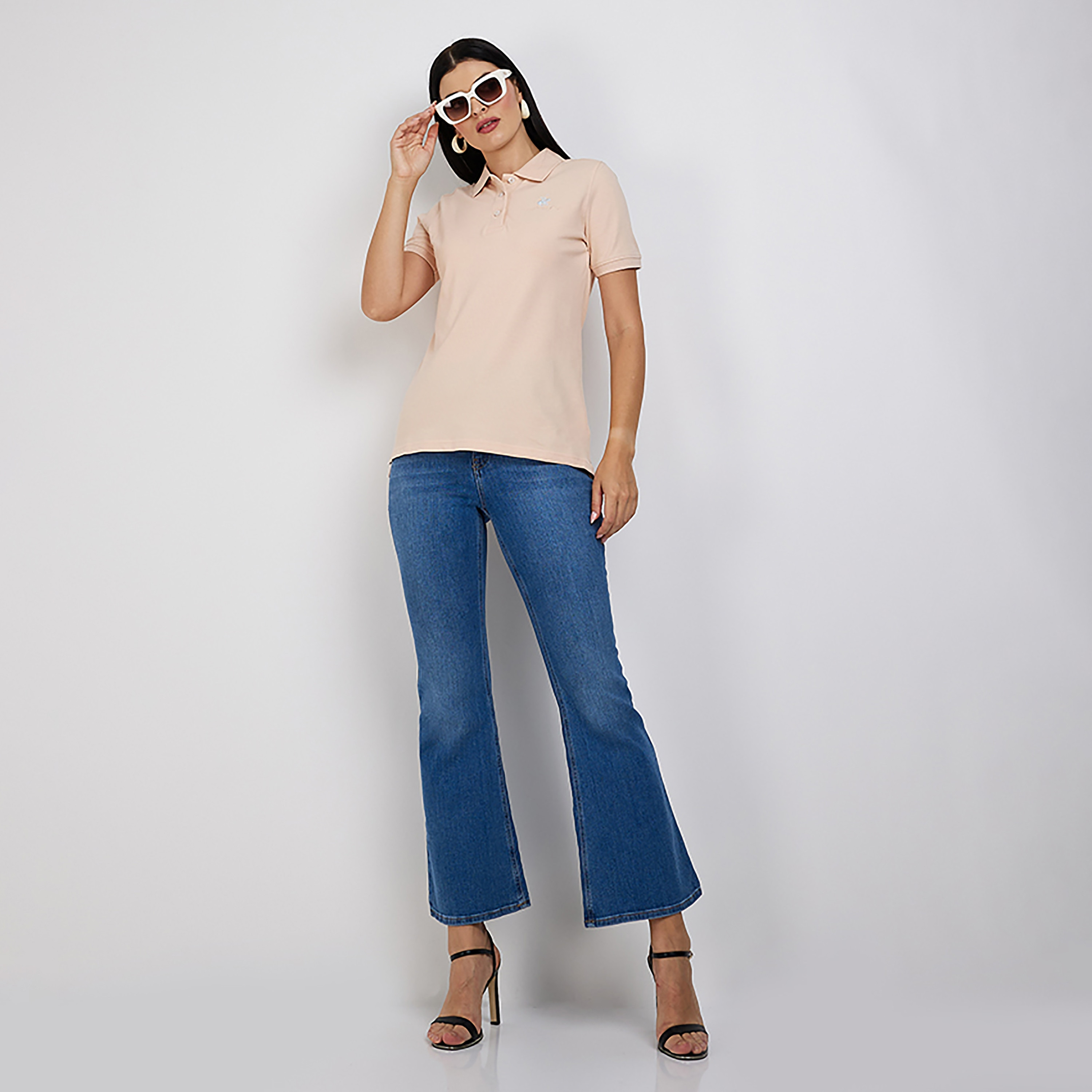 تي شيرت بولو من بيفرلي هيلز بولو كلوب بياقة وأكمام قصيرة مع شعار-women-clothing-tshirts-image-10