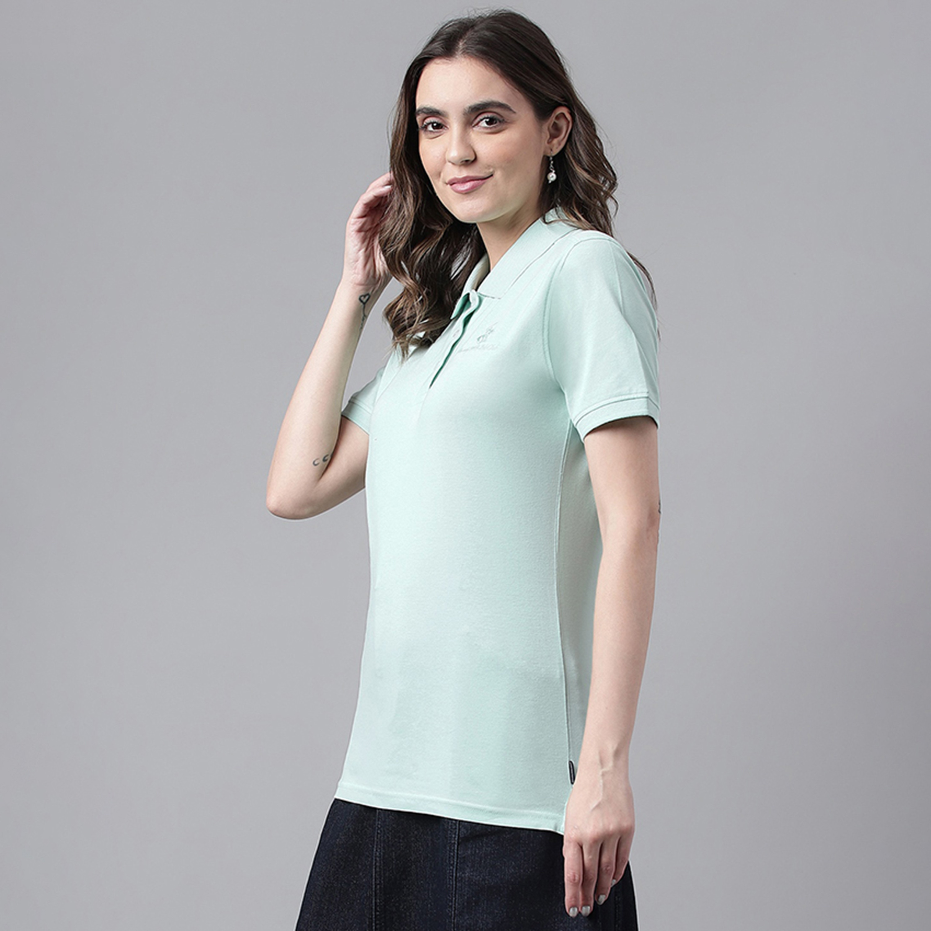 Beverly Hills Polo Club Logo Collared Short Sleeves Polo T-Shirt-women-clothing-tshirts-image-2