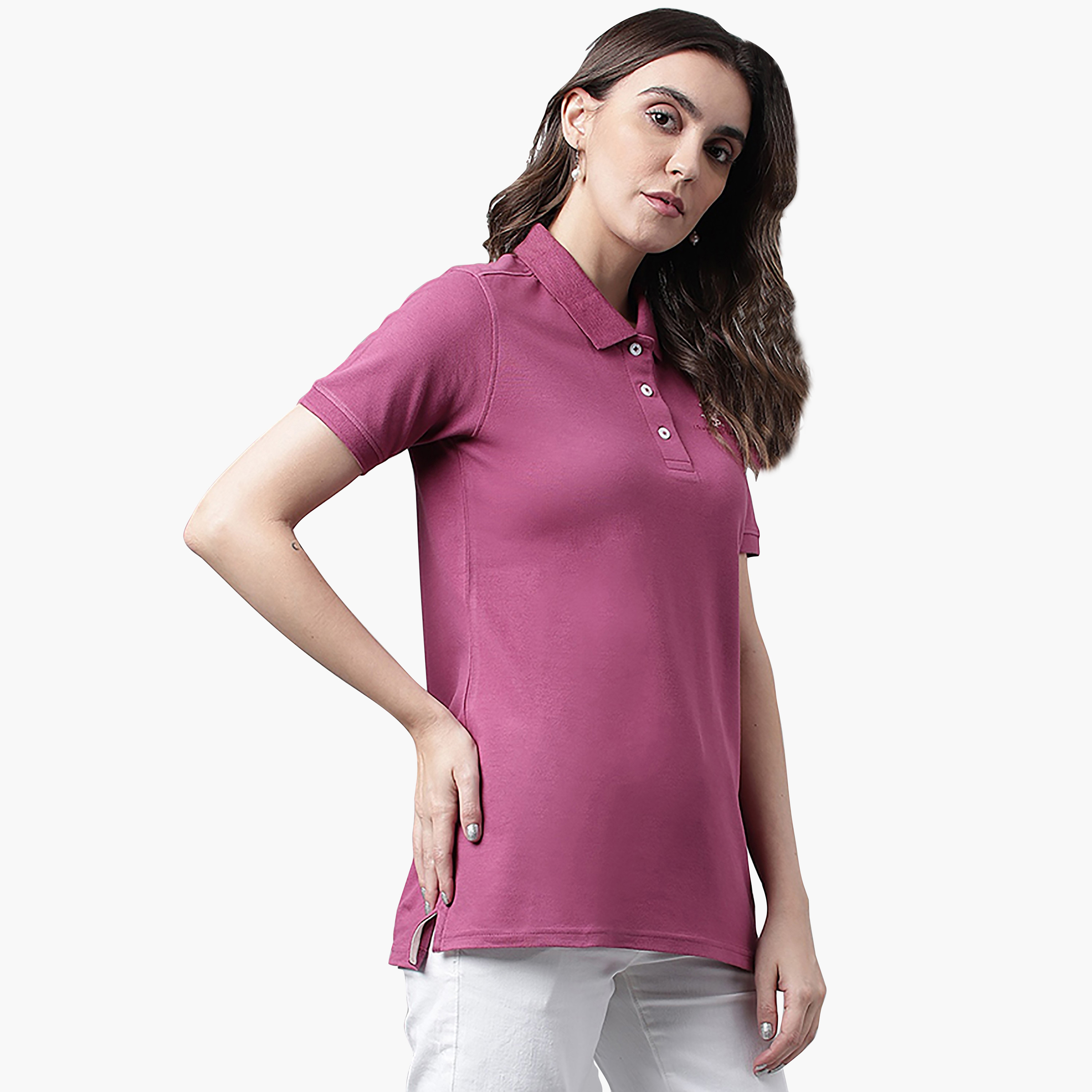 تي شيرت بولو من بيفرلي هيلز بولو كلوب بياقة وأكمام قصيرة مع شعار-women-clothing-tshirts-image-7