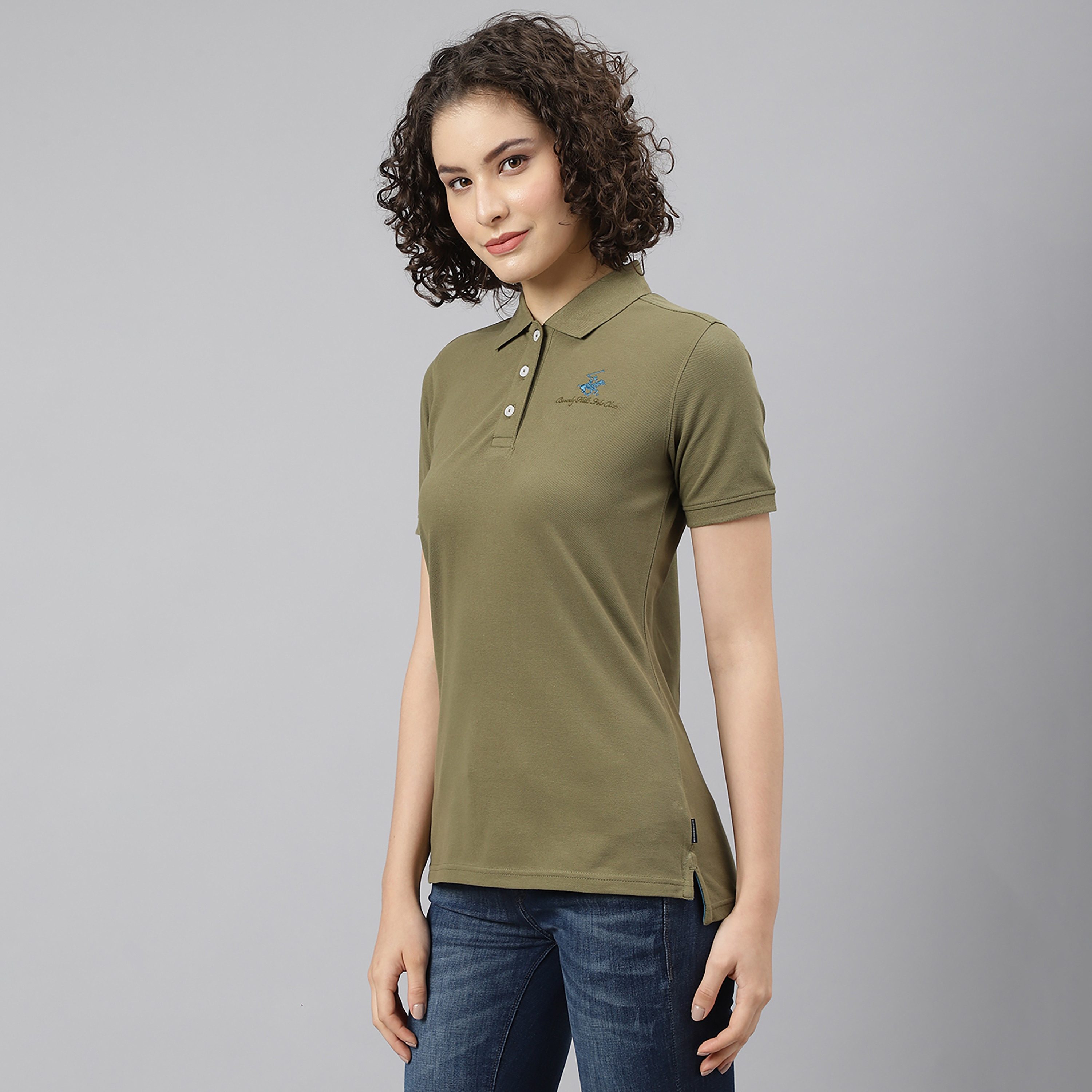 Beverly Hills Polo Club Women Orange Plain Short Sleeves Polo T-Shirt-women-clothing-tshirts-image-2