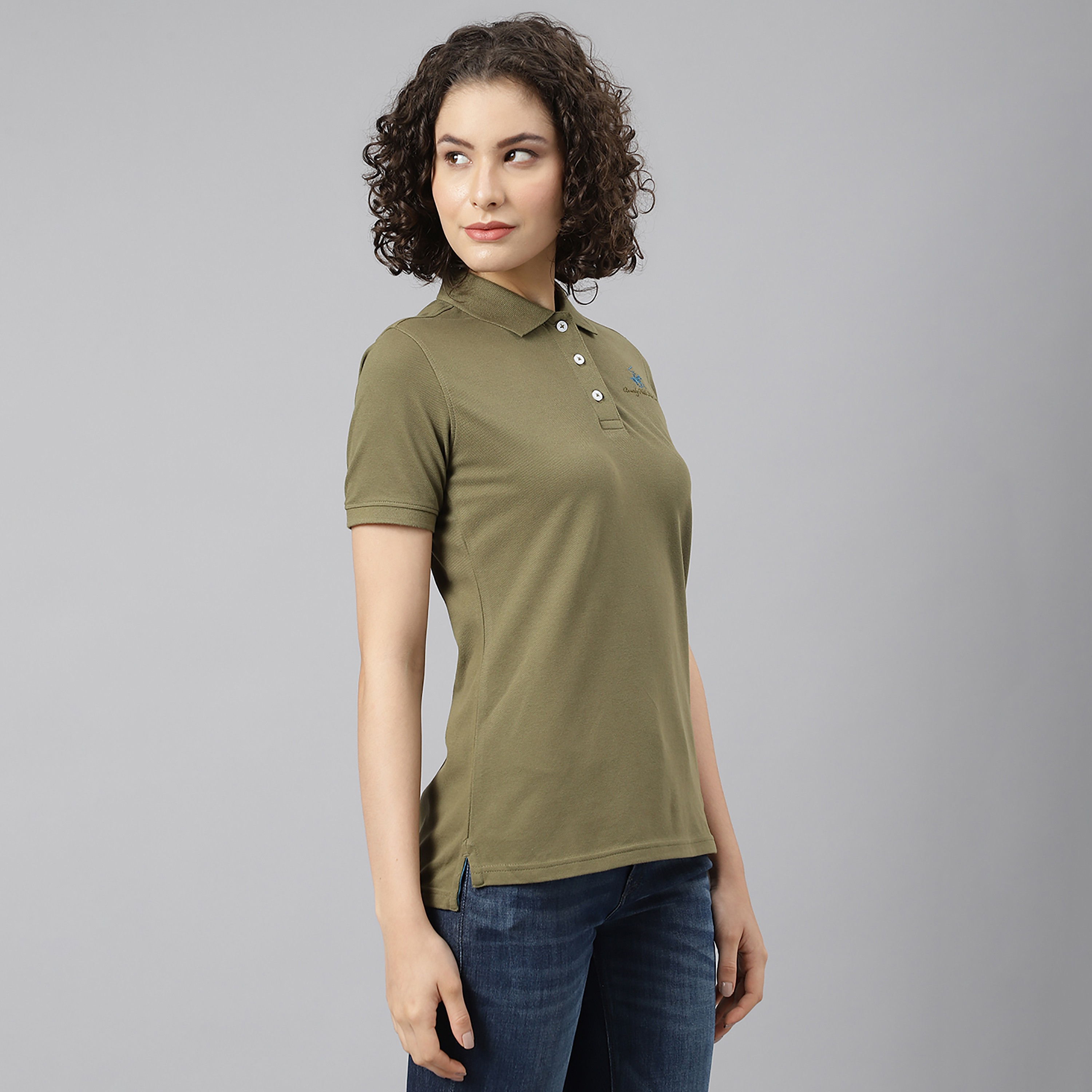 Beverly Hills Polo Club Women Orange Plain Short Sleeves Polo T-Shirt-women-clothing-tshirts-image-3