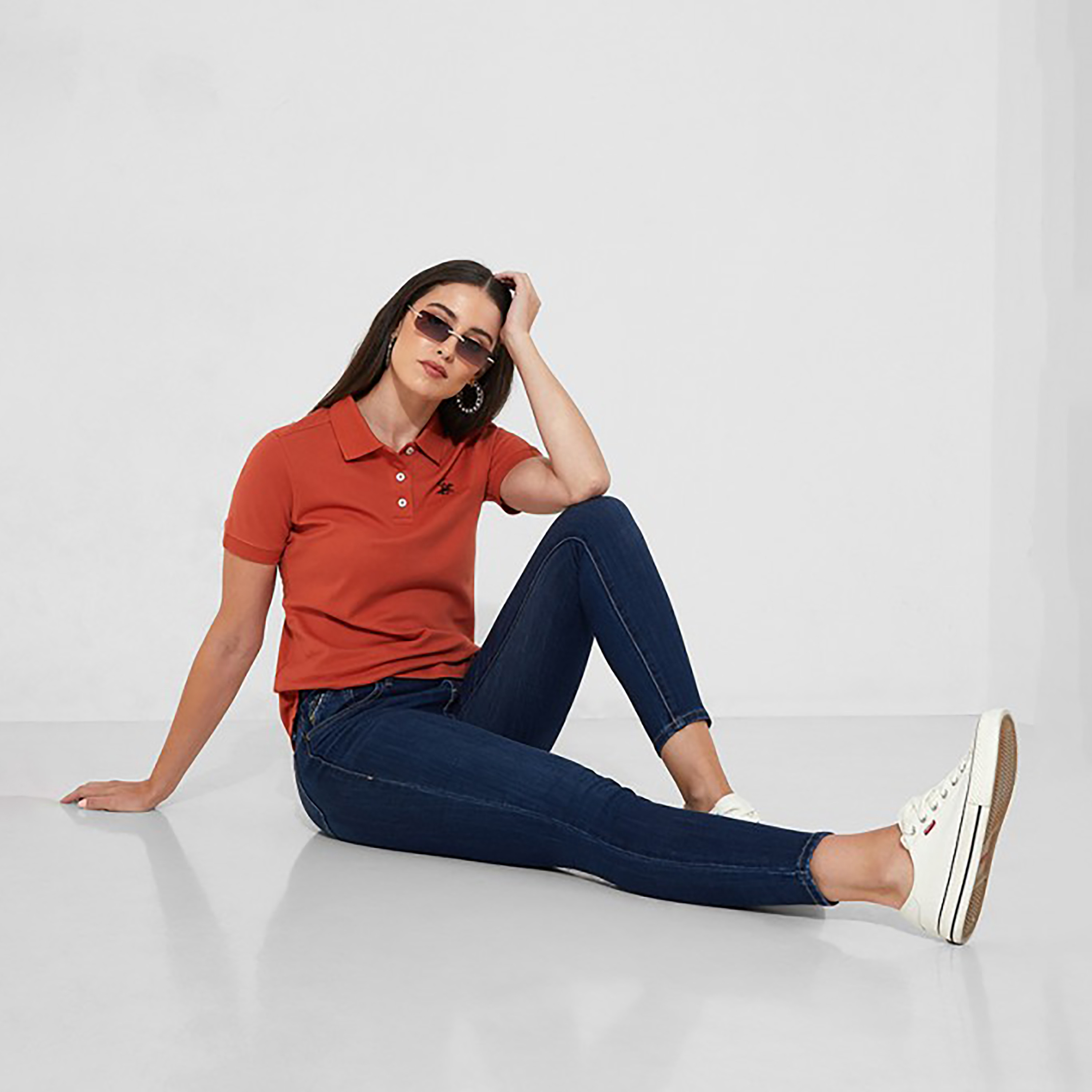 تي شيرت بيفرلي هيلز بولو كلب بأكمام قصيرة سادة بأزرق للنساء-women-clothing-tshirts-image-25