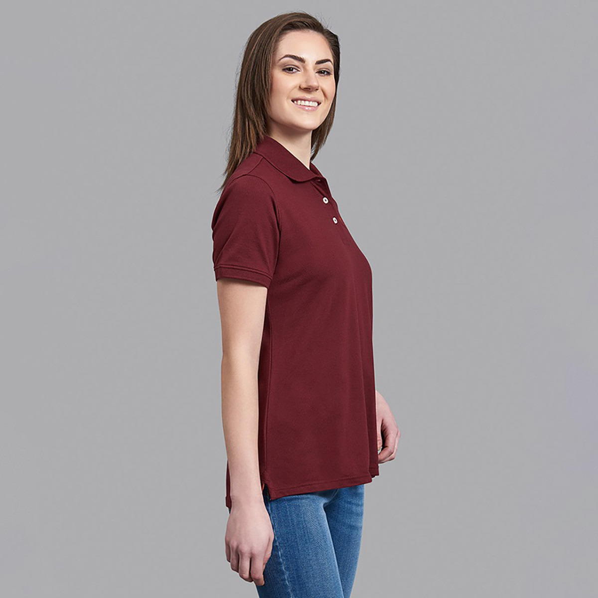تي شيرت بولو من بيفرلي هيلز بولو كلب نسائي مع شعار بلون بني غامق بأكمام قصيرة-women-clothing-tshirts-image-3