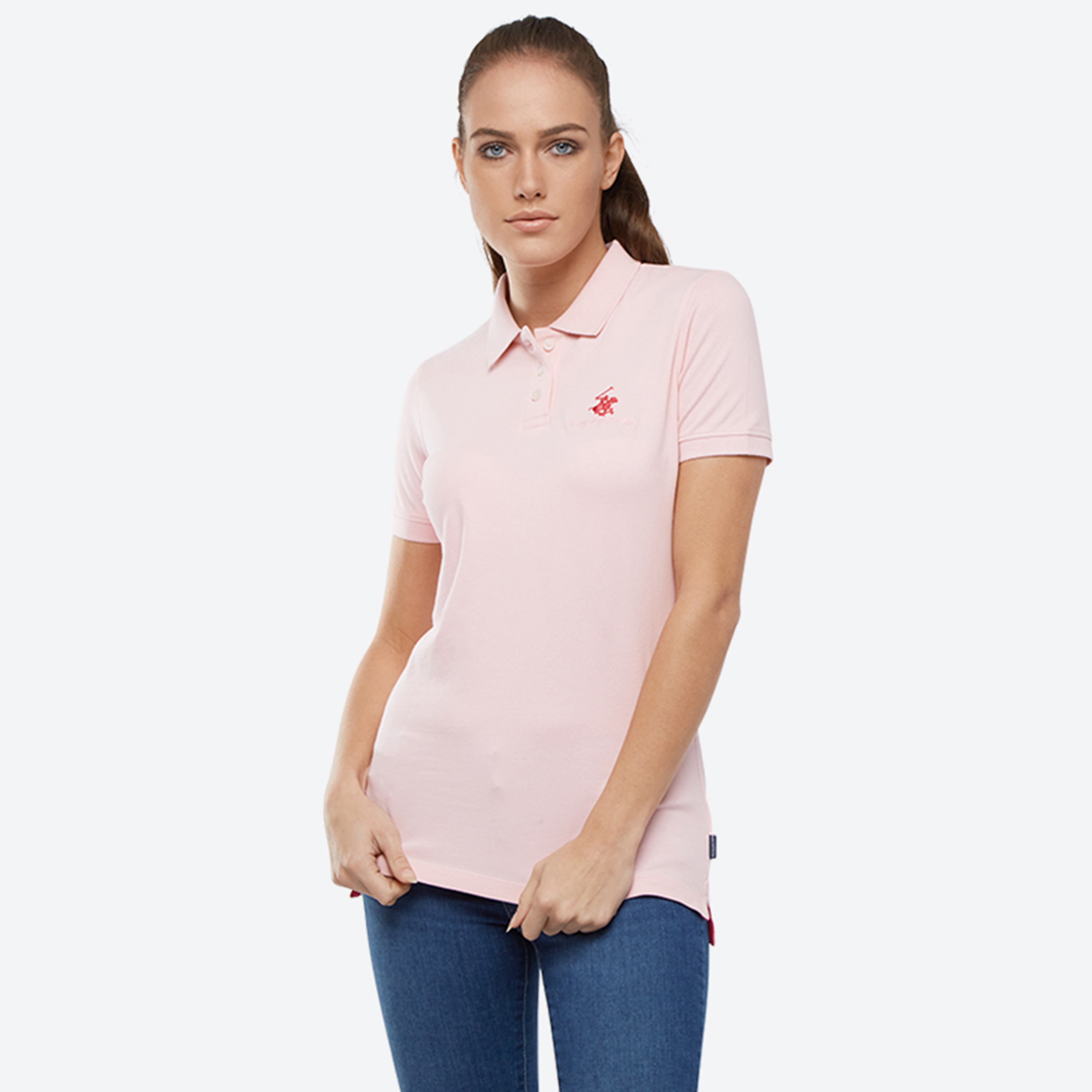 تي شيرت بولو من بيفرلي هيلز بولو كلوب بياقة وأكمام قصيرة مع شعار-women-clothing-tshirts-image-9