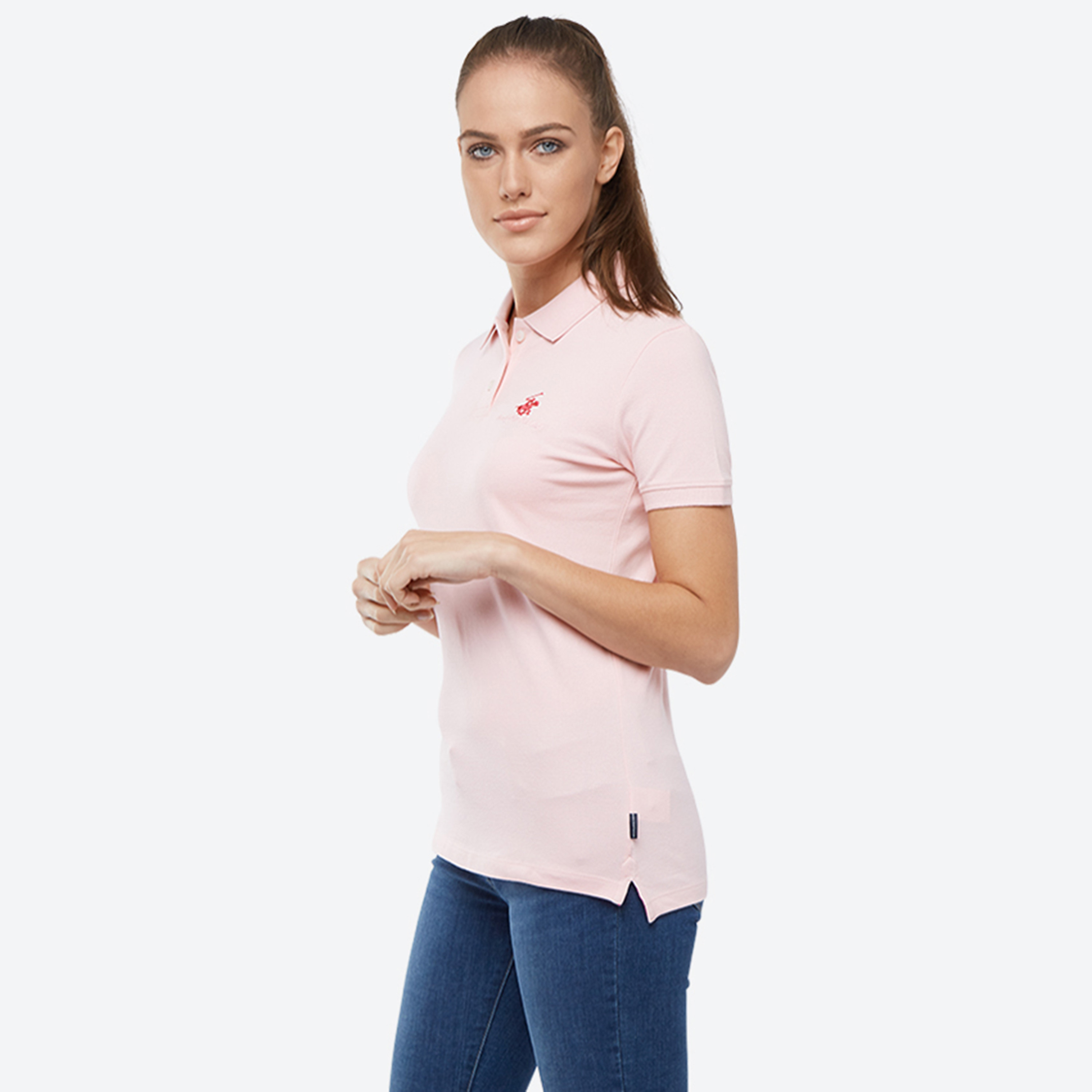 تي شيرت بولو من بيفرلي هيلز بولو كلوب بياقة وأكمام قصيرة مع شعار-women-clothing-tshirts-image-10