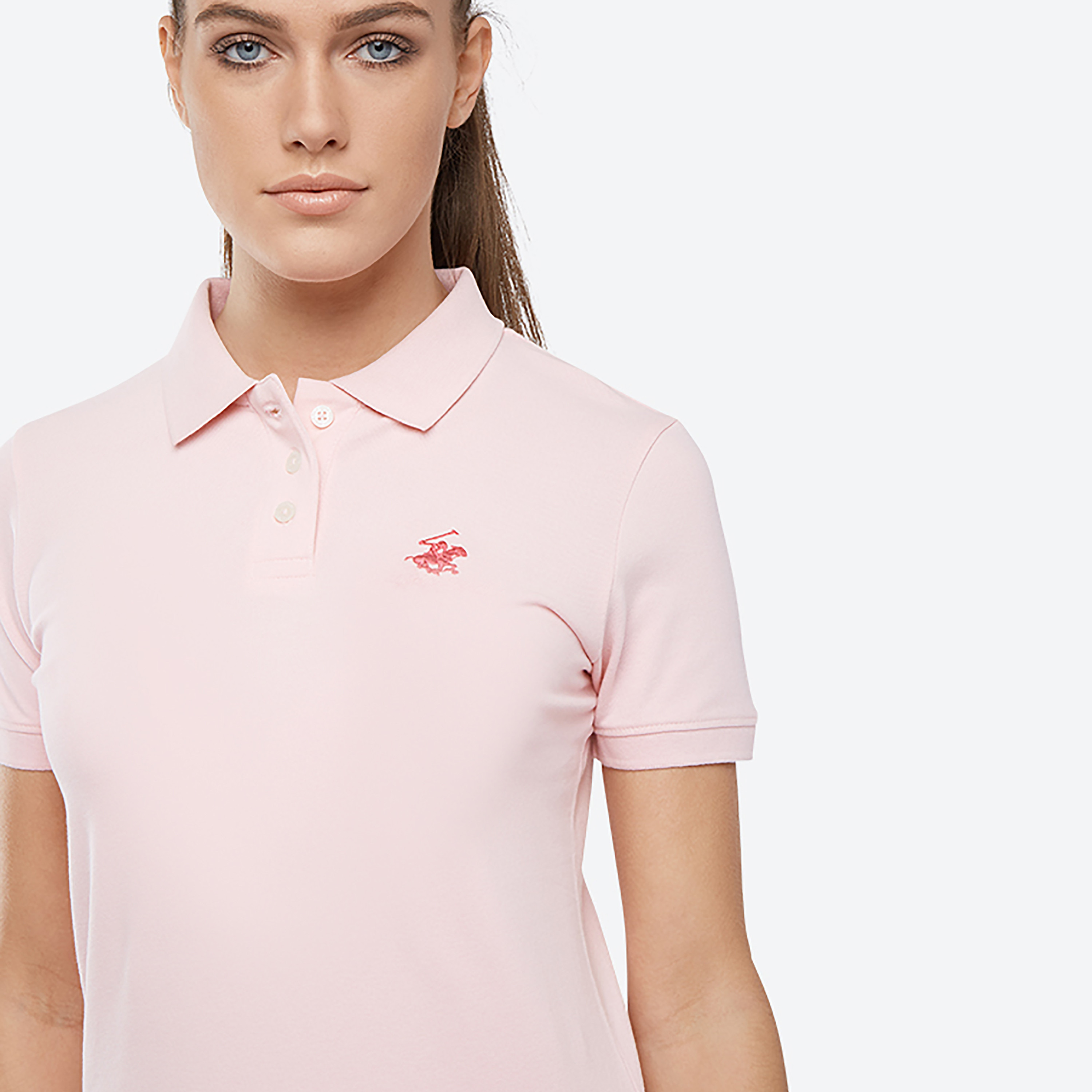 تي شيرت بولو من بيفرلي هيلز بولو كلوب بياقة وأكمام قصيرة مع شعار-women-clothing-tshirts-image-11