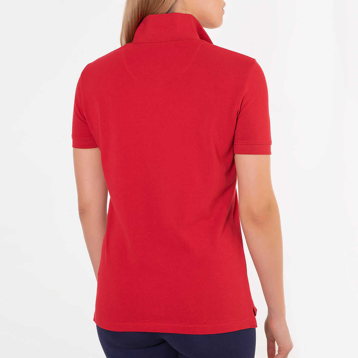 تي شيرت بولو من بيفرلي هيلز بولو كلوب نسائي مع لون أحمر سادة بأكمام قصيرة-women-clothing-tshirts-image-2