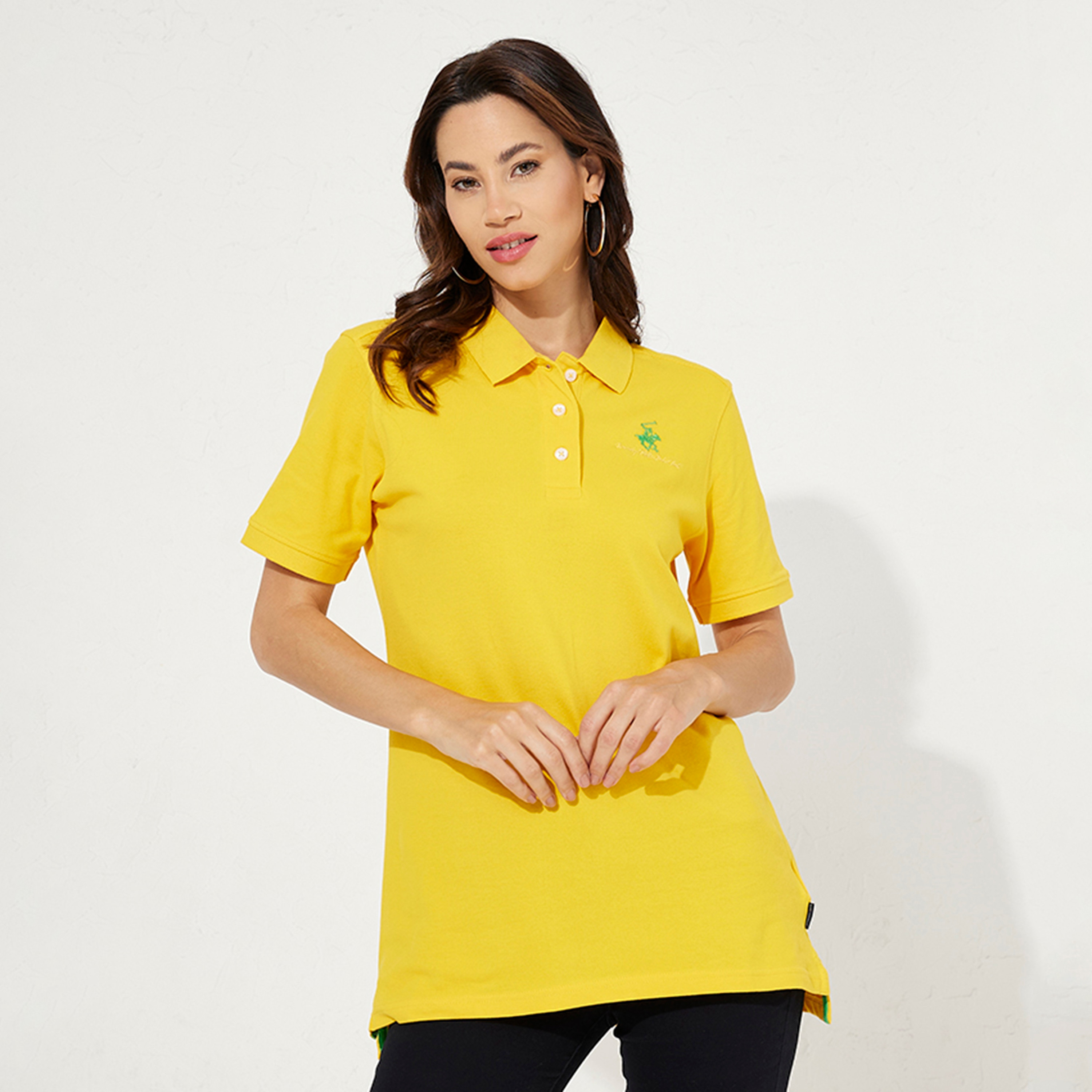 تي شيرت بولو من بيفرلي هيلز بولو كلوب بياقة وأكمام قصيرة مع شعار-women-clothing-tshirts-image-5