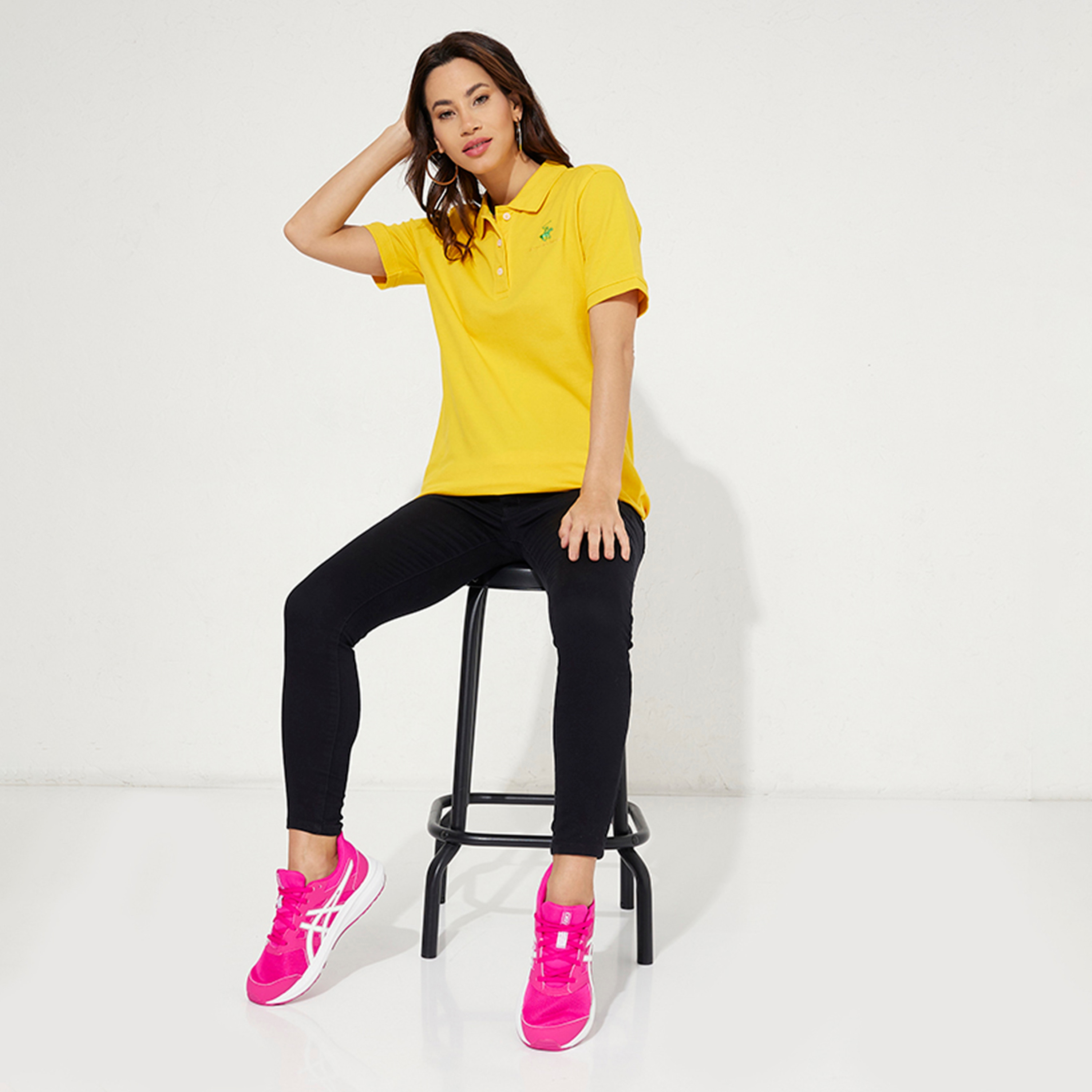 تي شيرت بولو من بيفرلي هيلز بولو كلوب بياقة وأكمام قصيرة مع شعار-women-clothing-tshirts-image-6