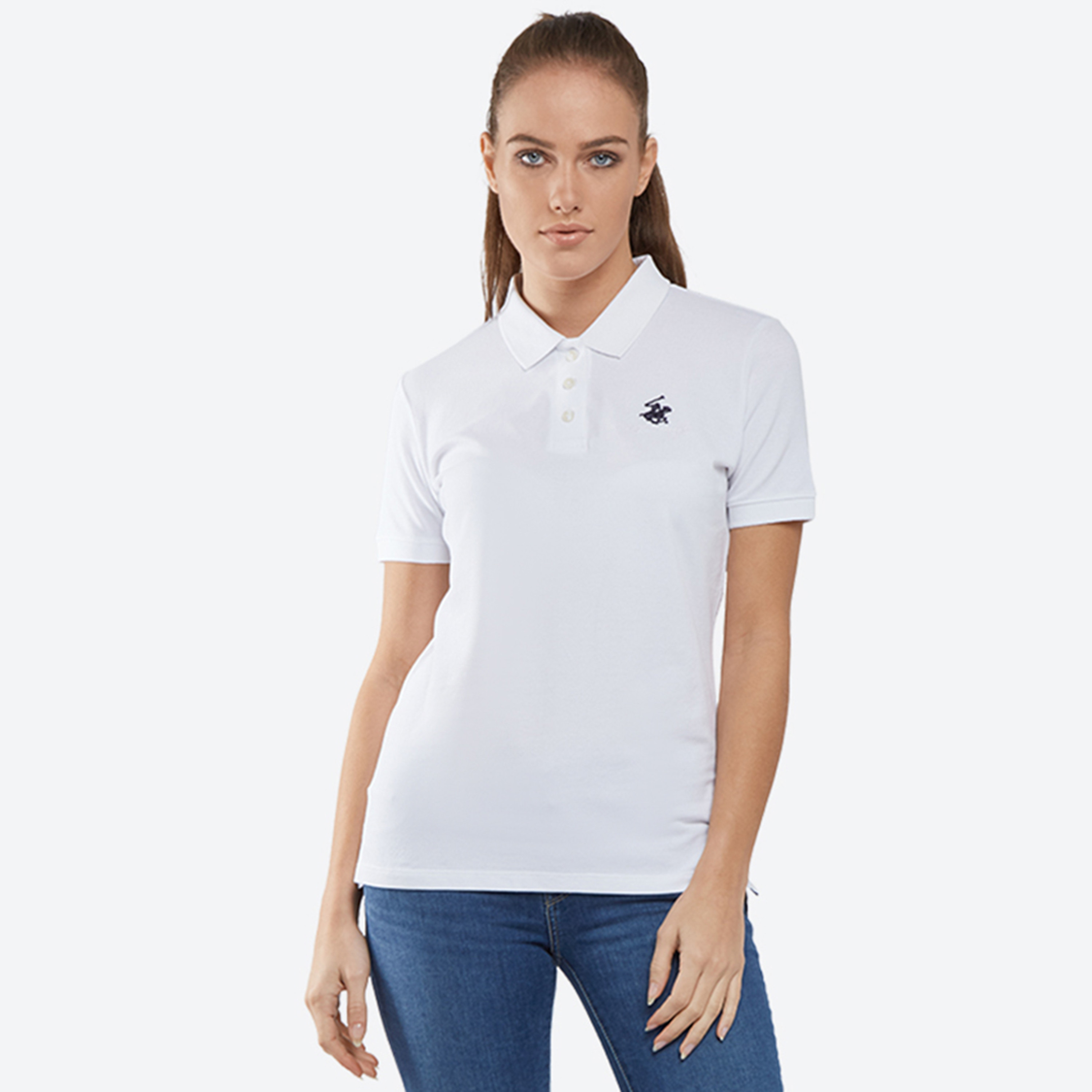 تي شيرت بولو من بيفرلي هيلز بولو كلوب بياقة وأكمام قصيرة مع شعار-women-clothing-tshirts-image-13