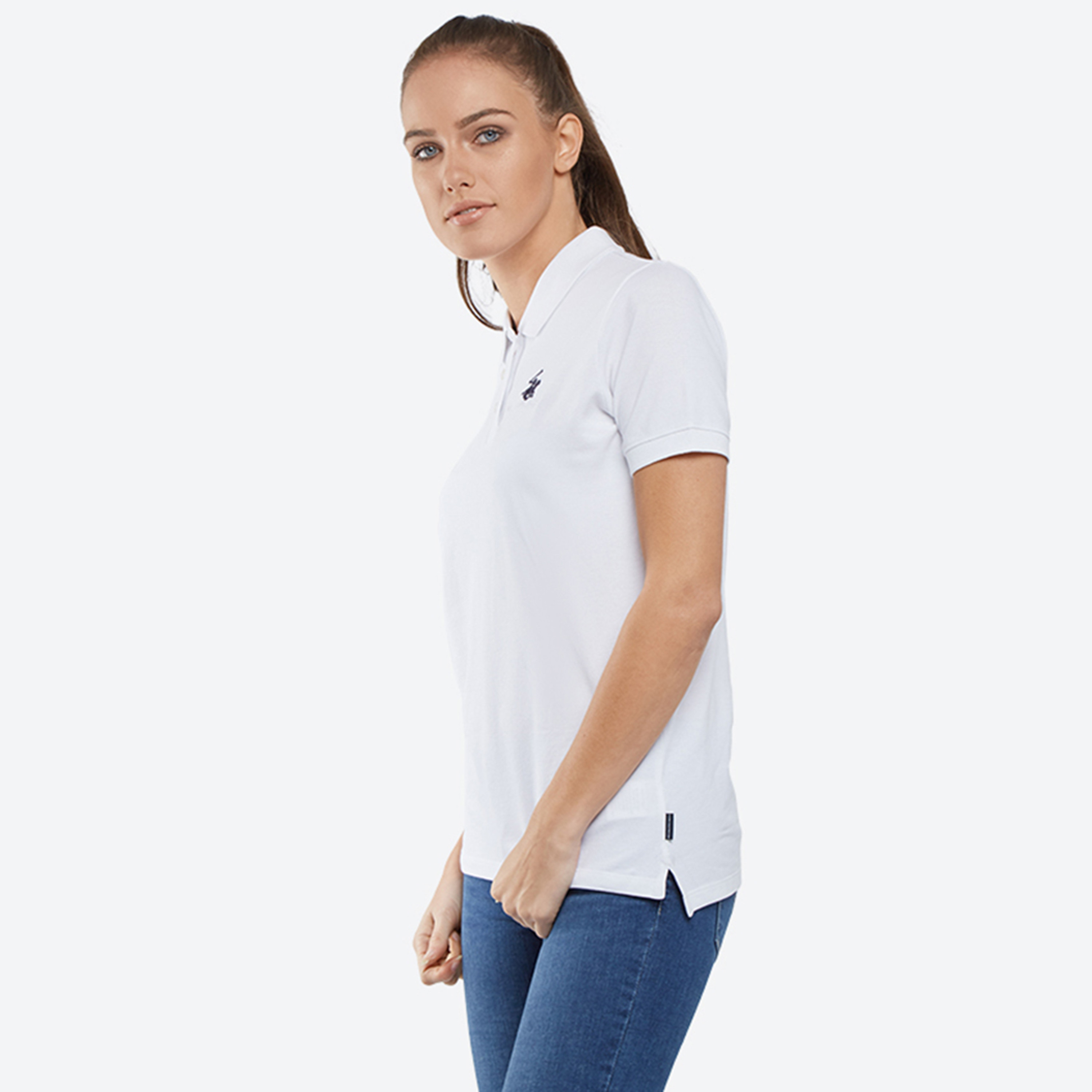 تي شيرت بولو من بيفرلي هيلز بولو كلوب بياقة وأكمام قصيرة مع شعار-women-clothing-tshirts-image-14
