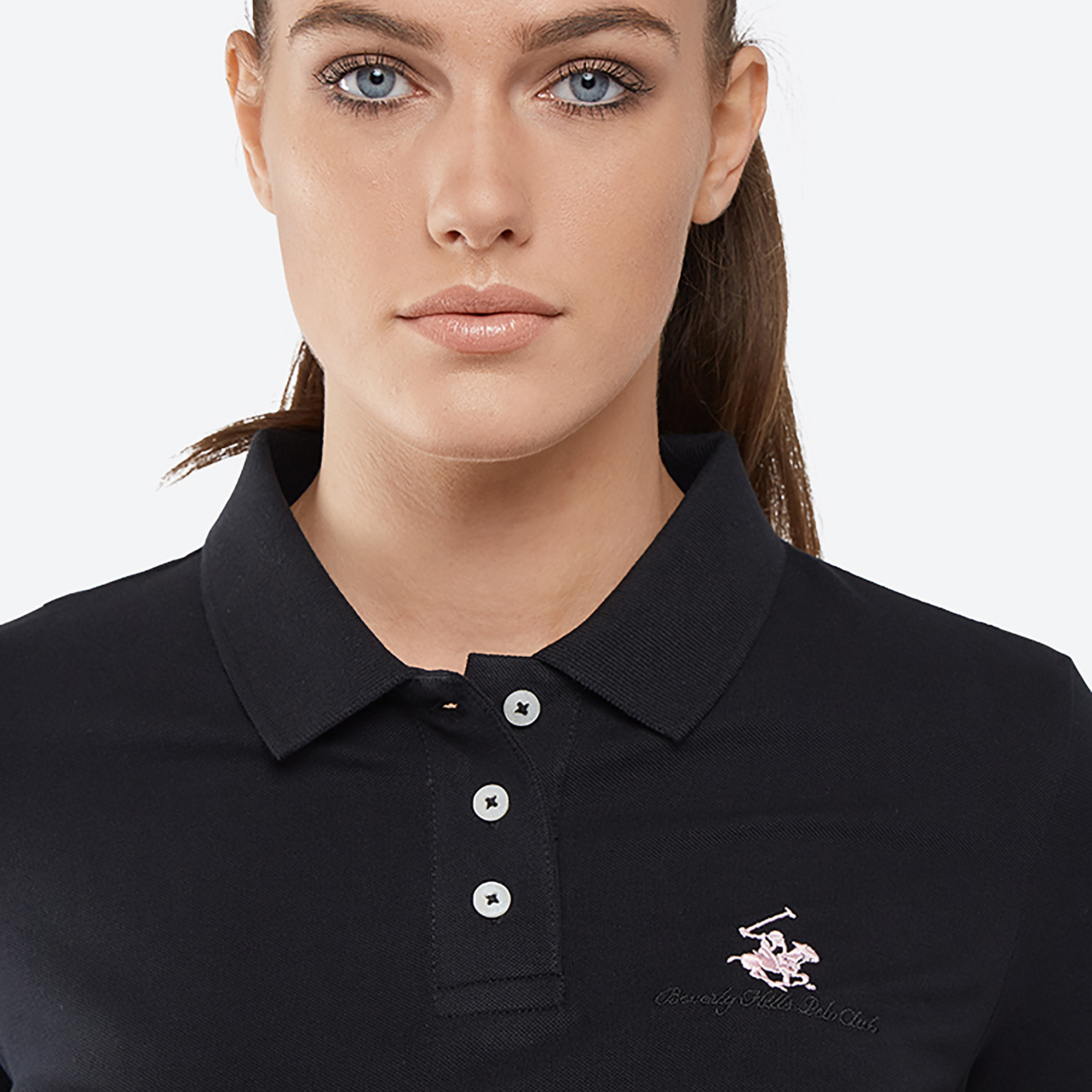 Beverly Hills Polo Club Logo Collared Long Sleeves Polo T-Shirt-women-clothing-tshirts-image-3
