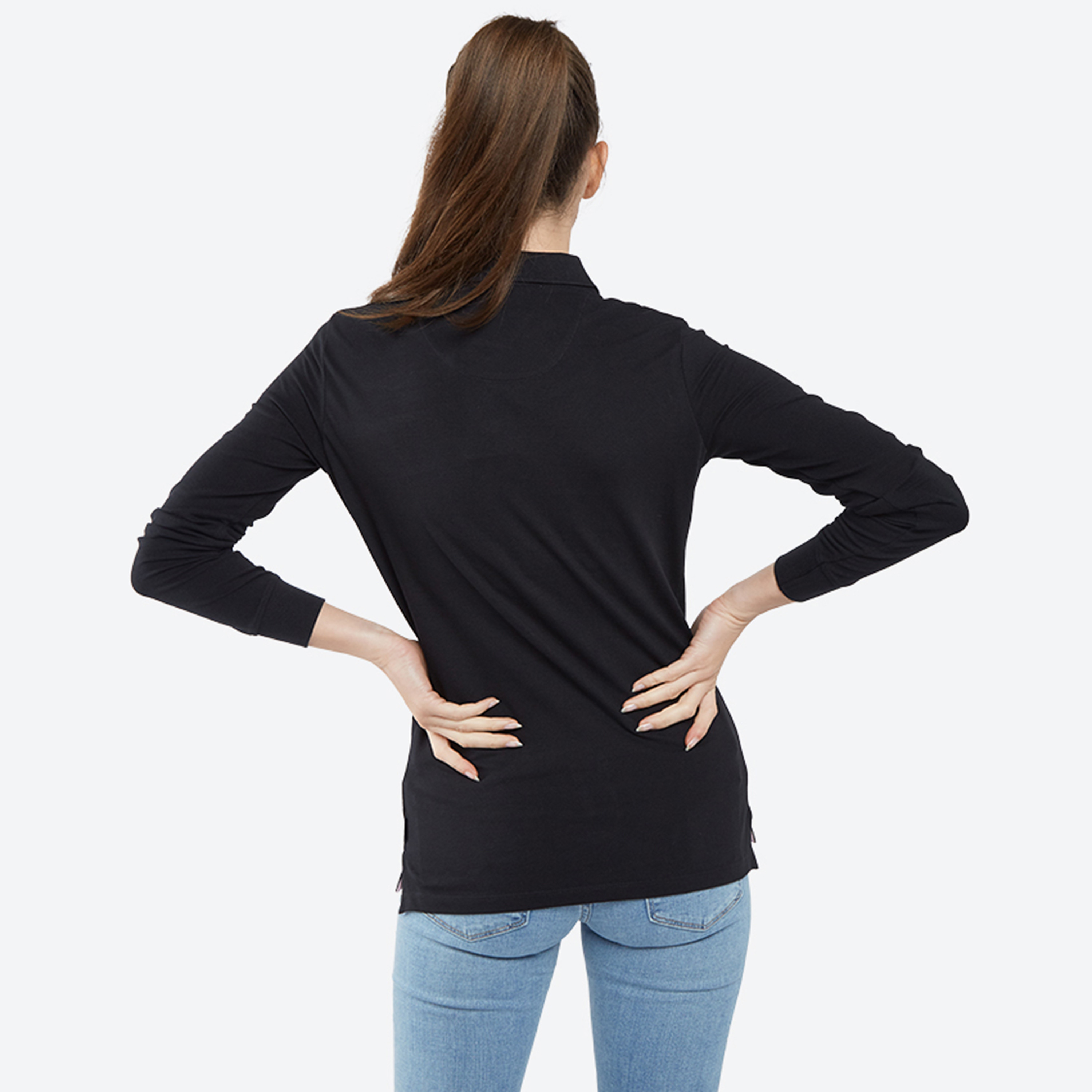 تي شيرت بولو من بيفرلي هيلز بولو كلوب مع شعار بياقة وأكمام طويلة-women-clothing-tshirts-image-4