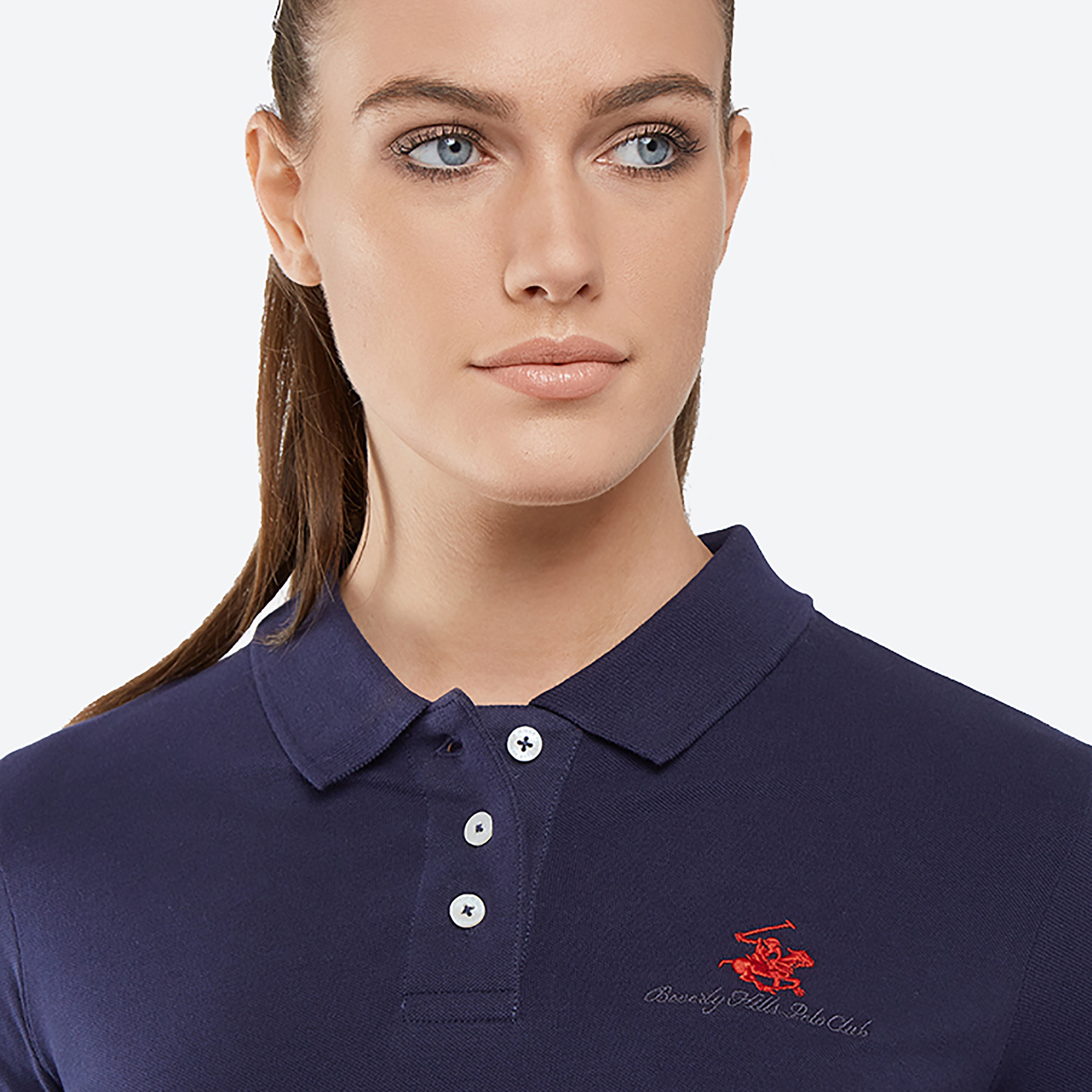 تي شيرت بولو من بيفرلي هيلز بولو كلوب مع شعار بياقة وأكمام طويلة-women-clothing-tshirts-image-7