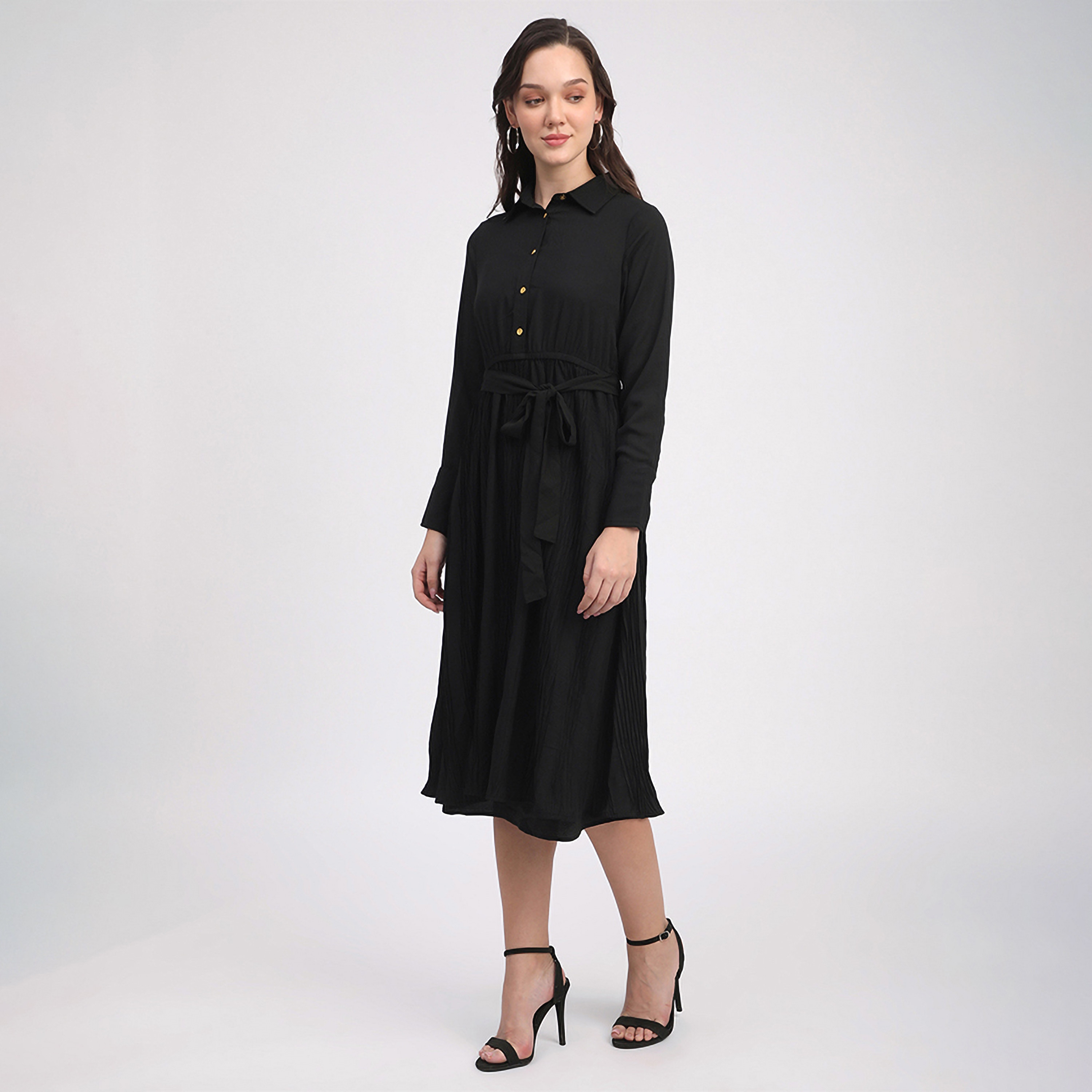 فستان نسائي متوسط الطول بأكمام مطوية من بيفرلي هيلز بولو كلوب-women-clothing-dresses-image-2