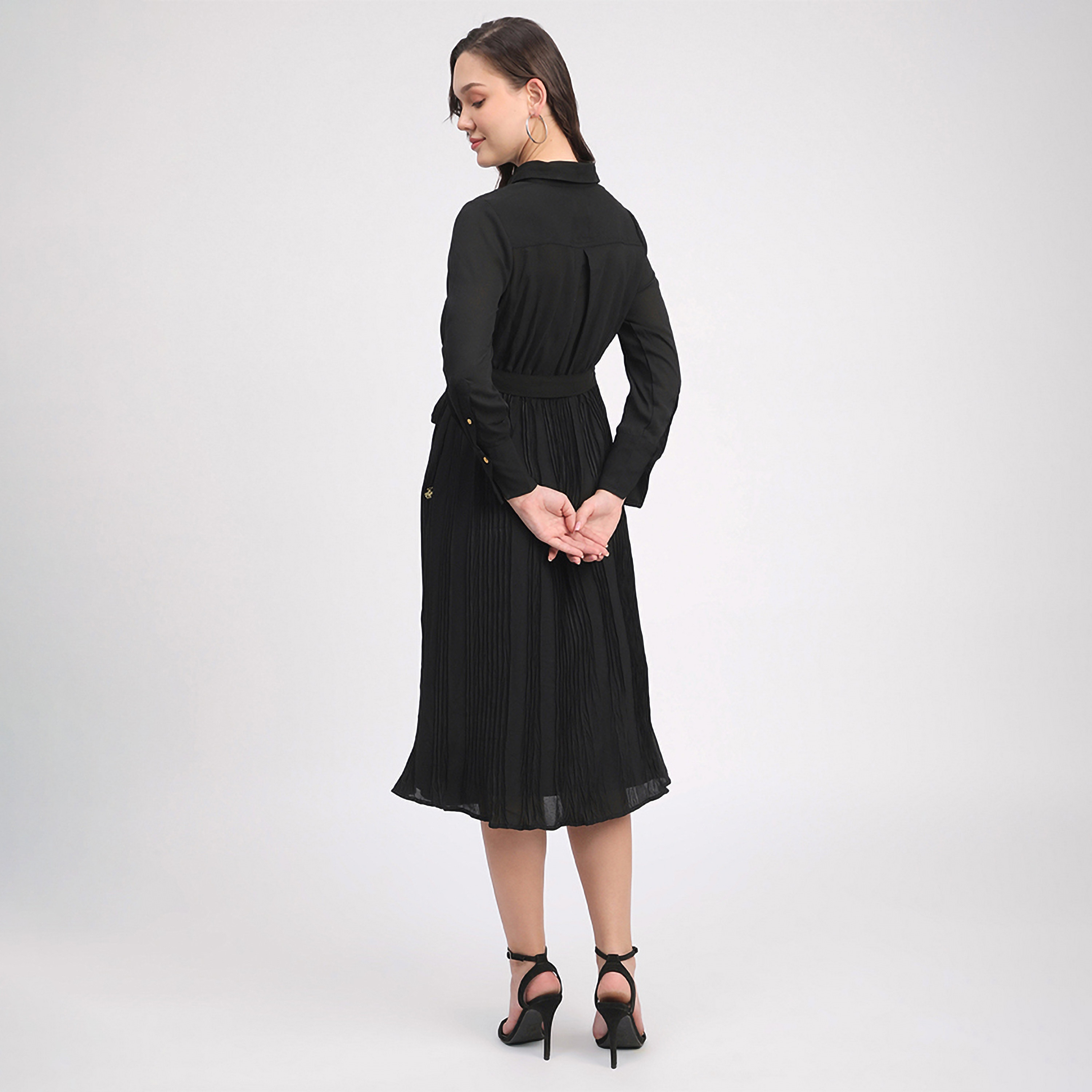 فستان نسائي متوسط الطول بأكمام مطوية من بيفرلي هيلز بولو كلوب-women-clothing-dresses-image-4