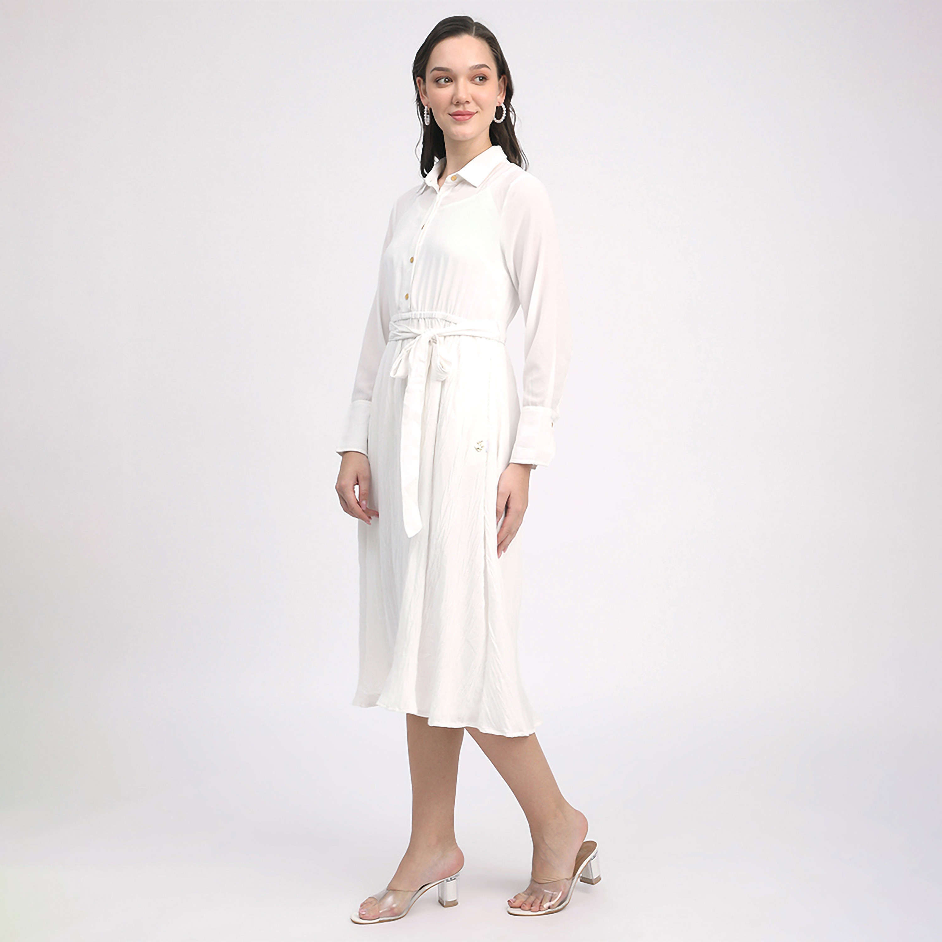Beverly Hills Polo Club Cotton Cuffed Sleeves Women's Shirt Midi Dress-women-clothing-dresses-image-2