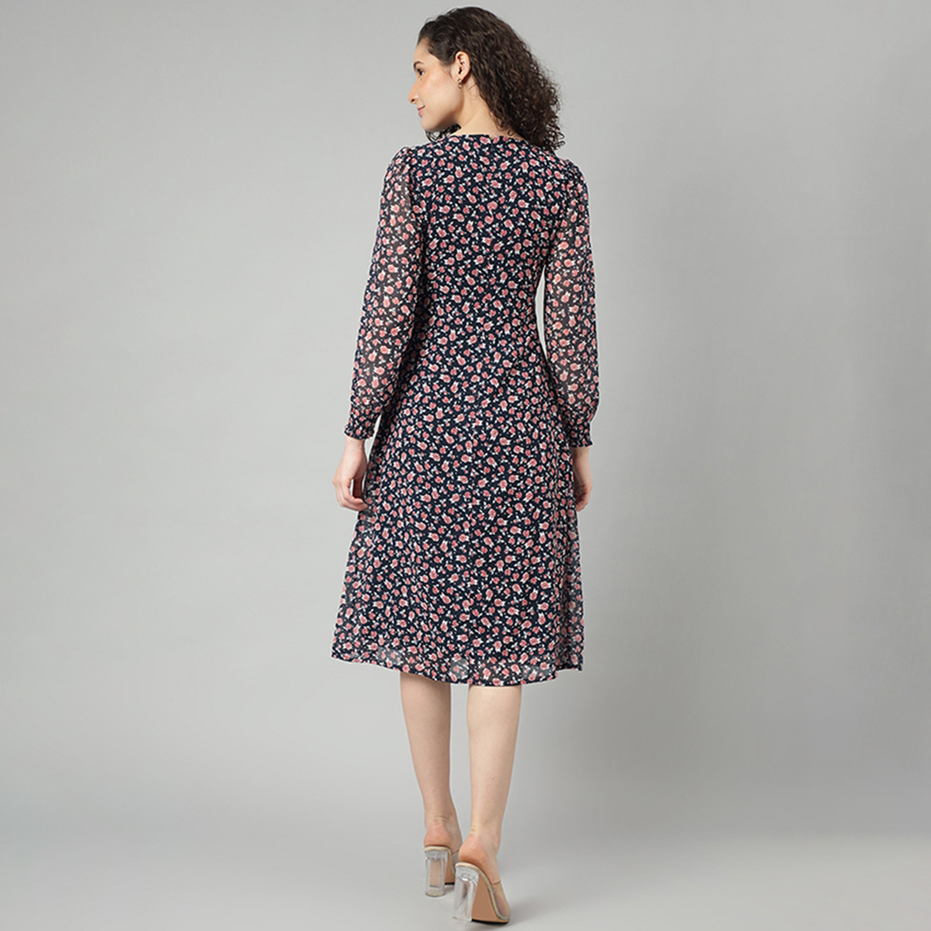 Beverly Hills Polo Club Dark Blue Floral Wrap Midi Dress-women-clothing-dresses-image-4