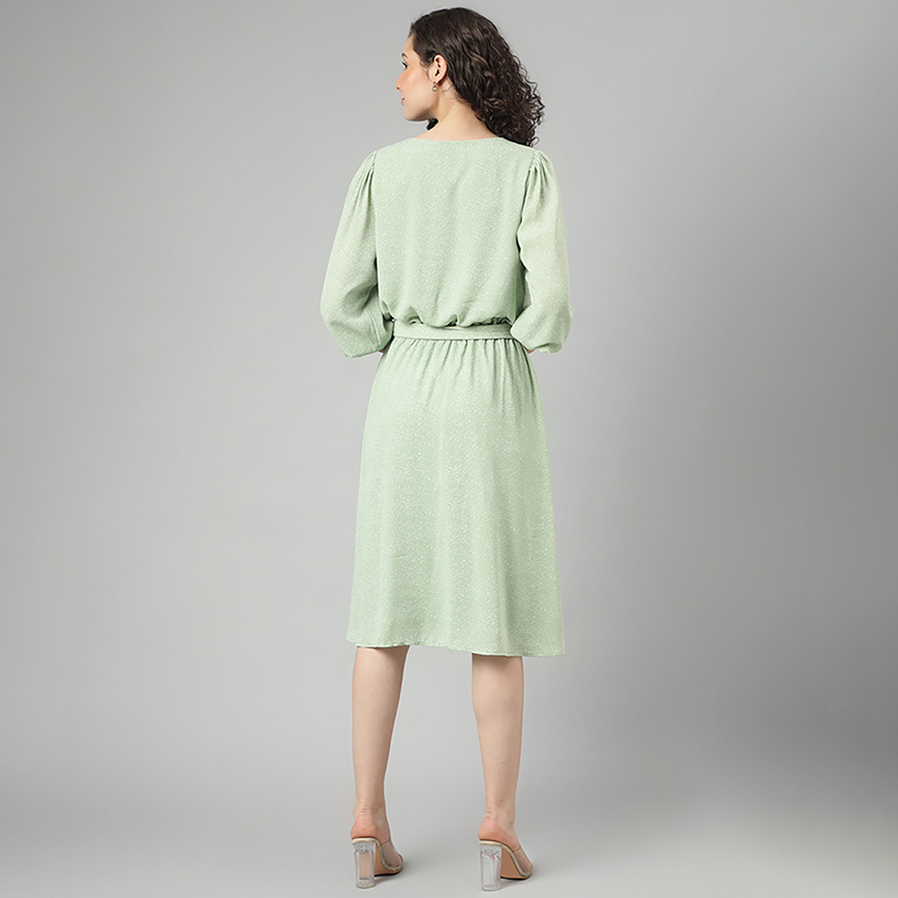 فستان بيفرلي هيلز بولو كلوب مطبوعة متوسط الارتفاع منسوج برقبة على شكل V-women-clothing-dresses-image-4