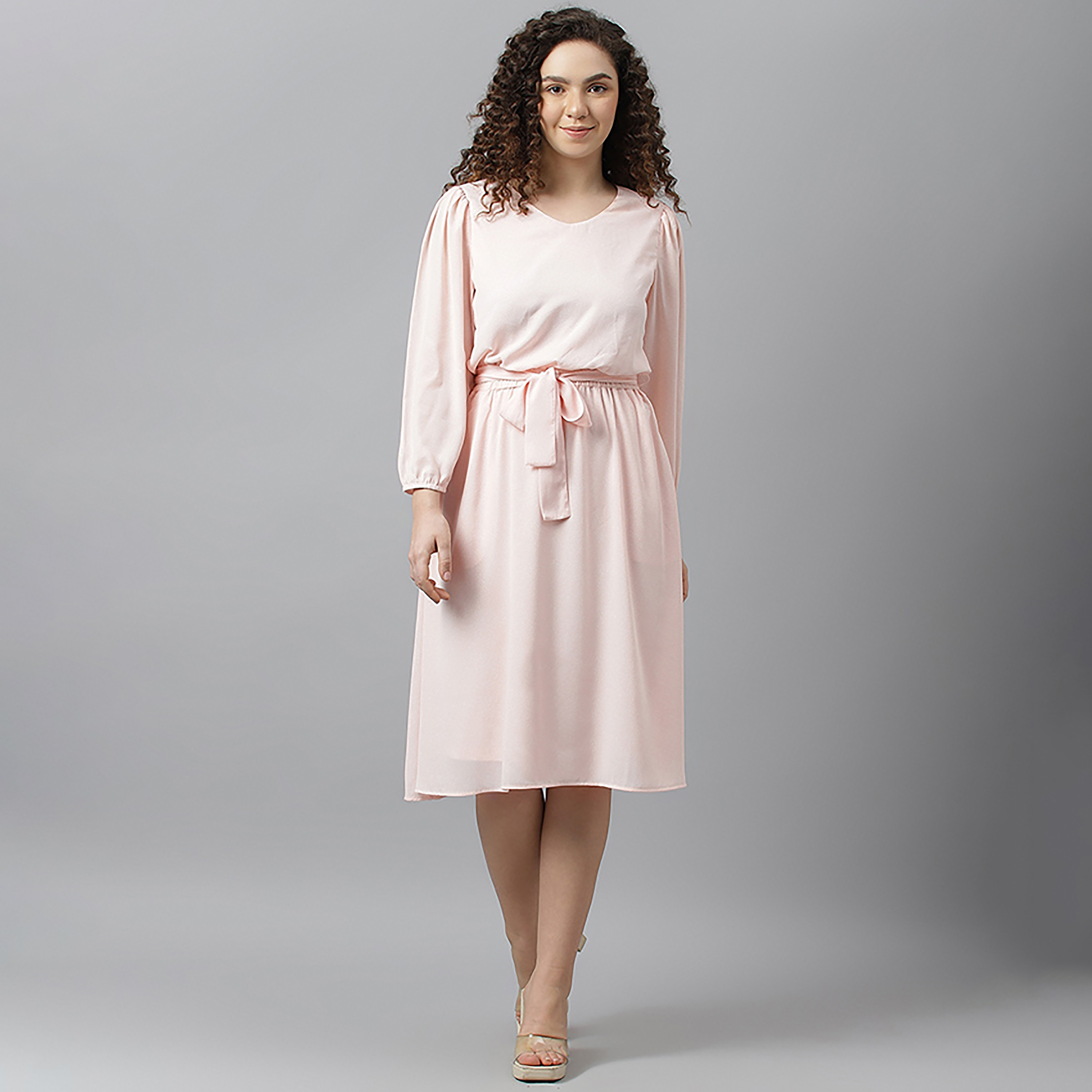 فستان بيفرلي هيلز بولو كلوب مطبوعة متوسط الارتفاع منسوج برقبة على شكل V-women-clothing-dresses-image-5