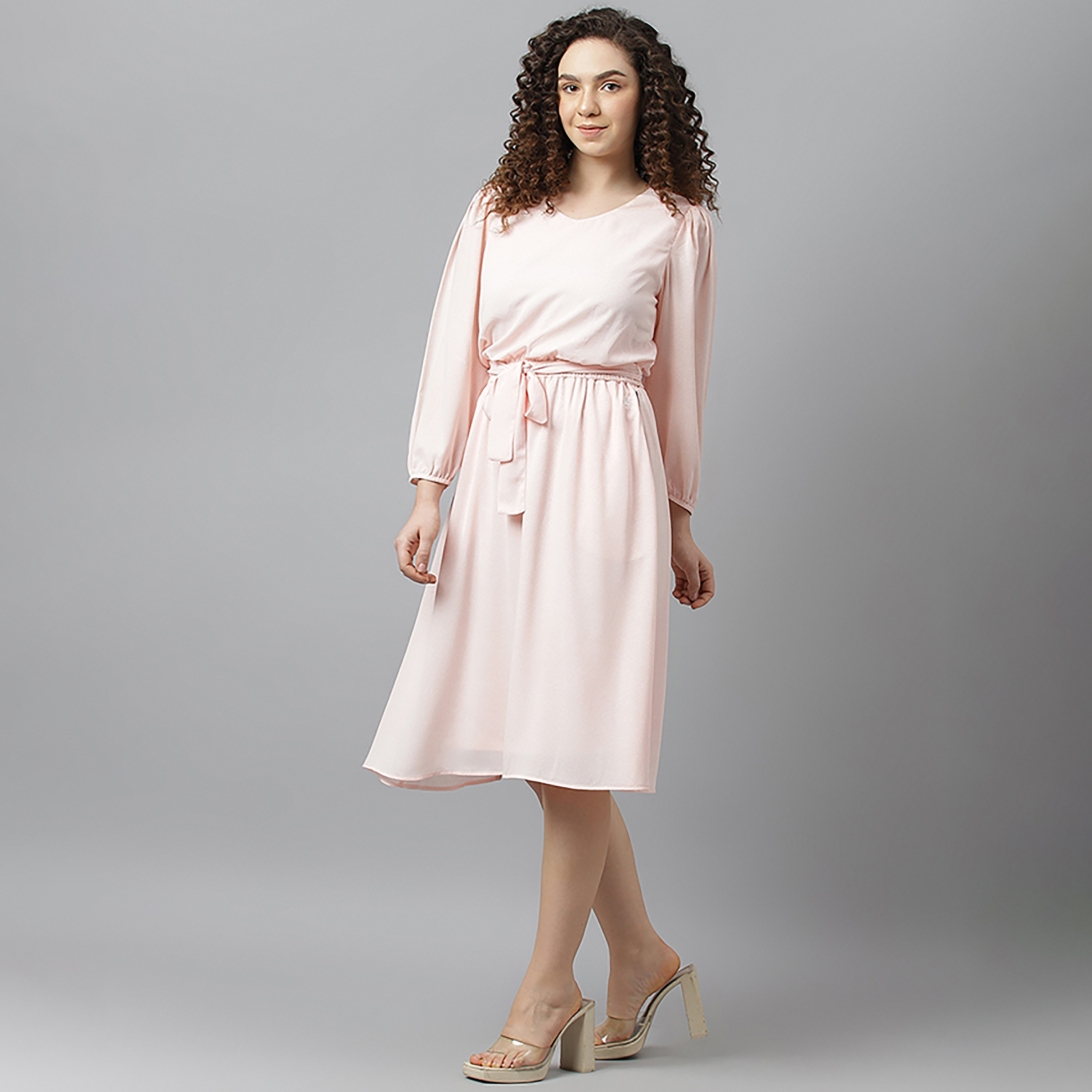 فستان بيفرلي هيلز بولو كلوب مطبوعة متوسط الارتفاع منسوج برقبة على شكل V-women-clothing-dresses-image-6