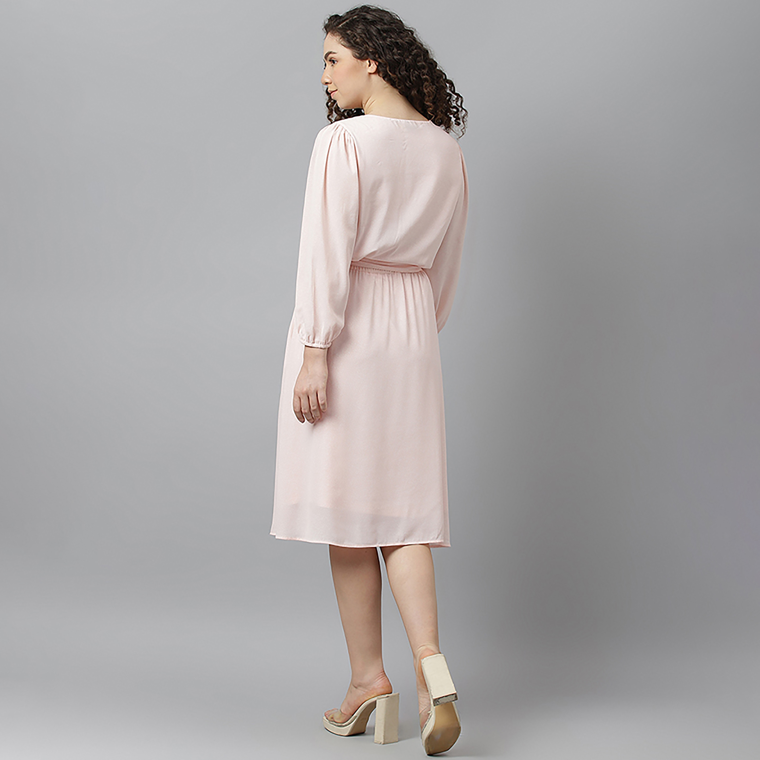 فستان بيفرلي هيلز بولو كلوب مطبوعة متوسط الارتفاع منسوج برقبة على شكل V-women-clothing-dresses-image-8