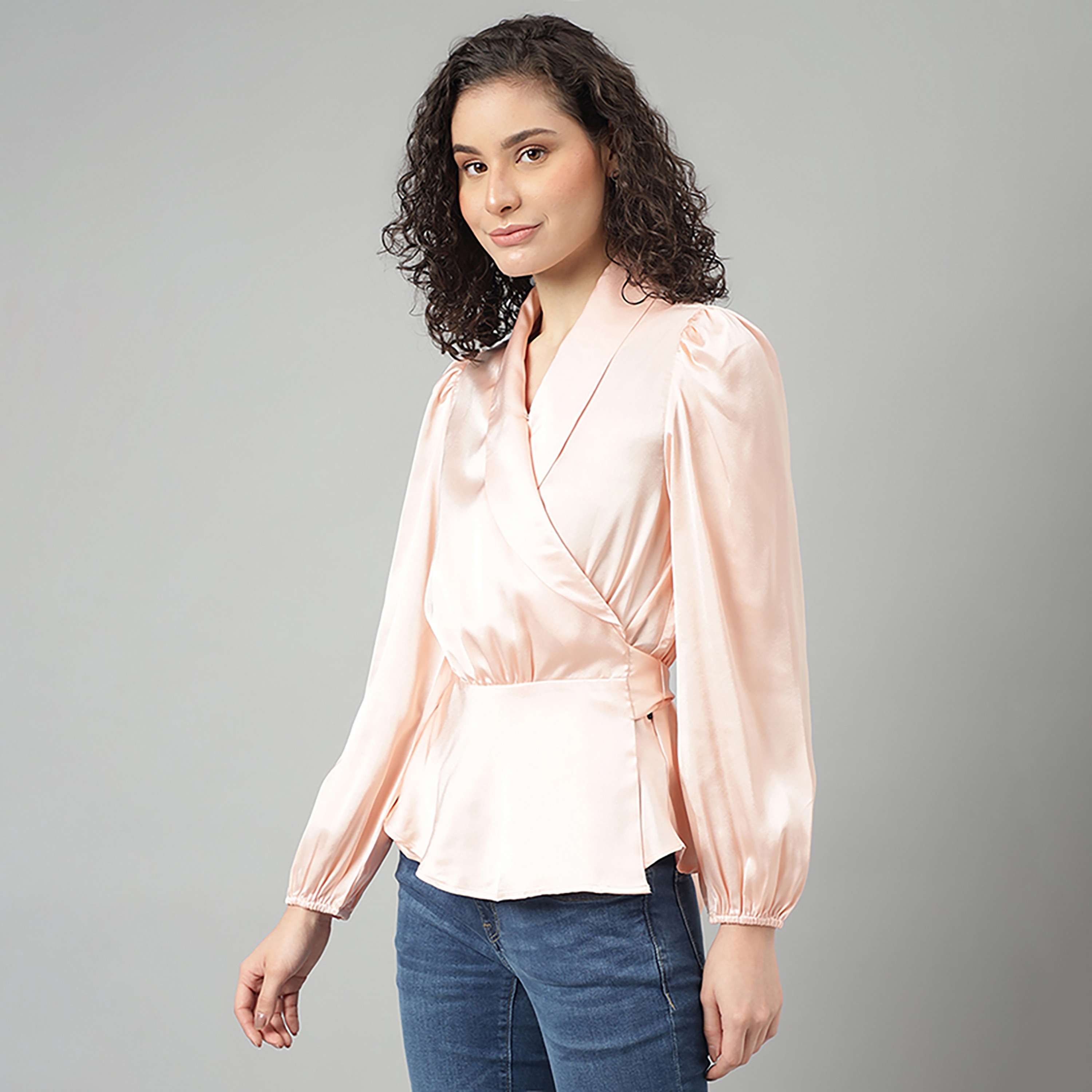 توب ذو ملفوف بأكمام طويلة من بيفرلي هيلز بولو كلوب سادة مع شال لابيل-women-clothing-shirtsandblouses-blouses-image-6