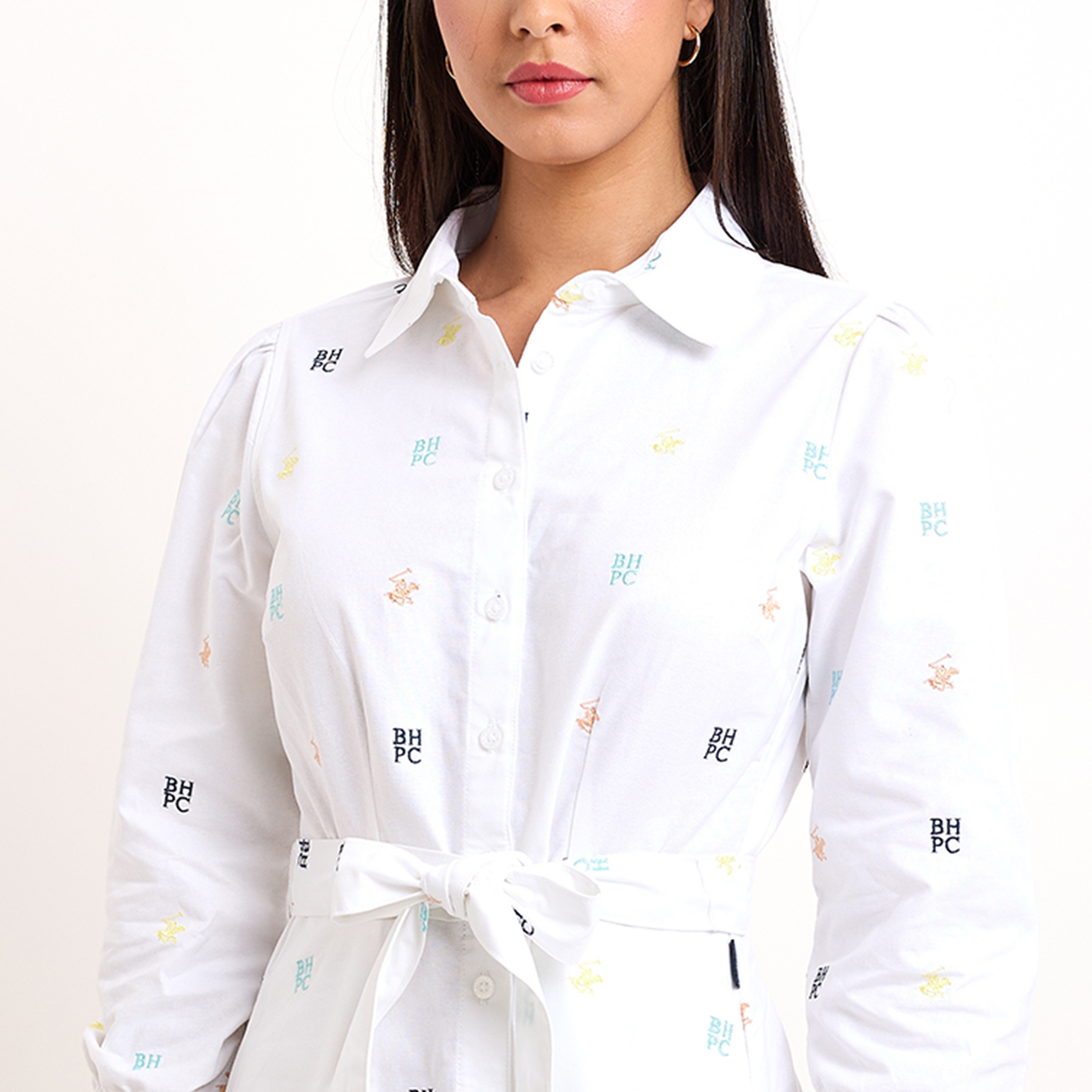 Beverly Hills Polo Club Printed Collared Three-Quarter Sleeves Women's Knee Length Shift Dress-women-clothing-dresses-image-6