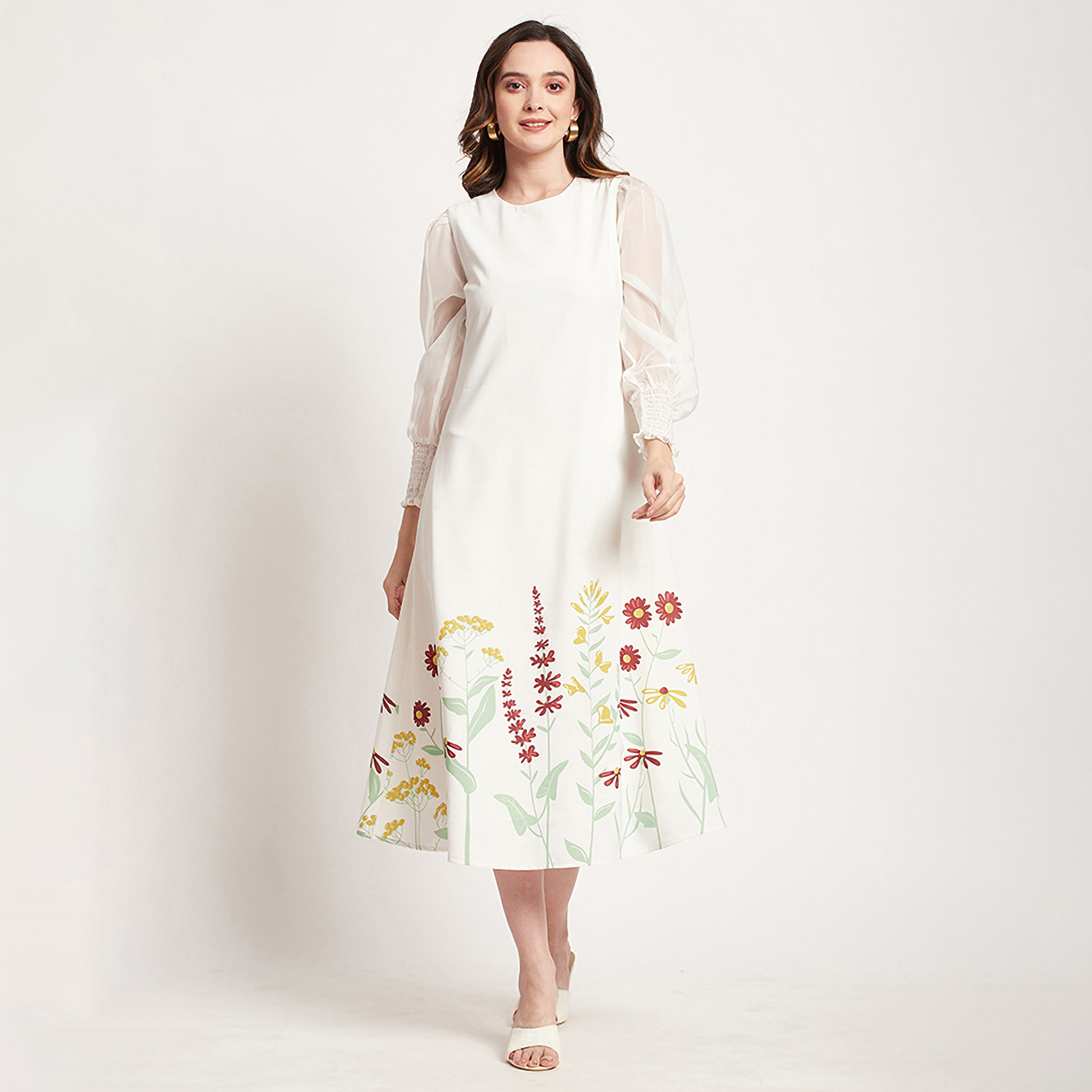 فستان ميدي ذو اى لاين بياقة دائرية مع طبعات من بيفرلي هيلز بولو كلوب-women-clothing-dresses-image-1
