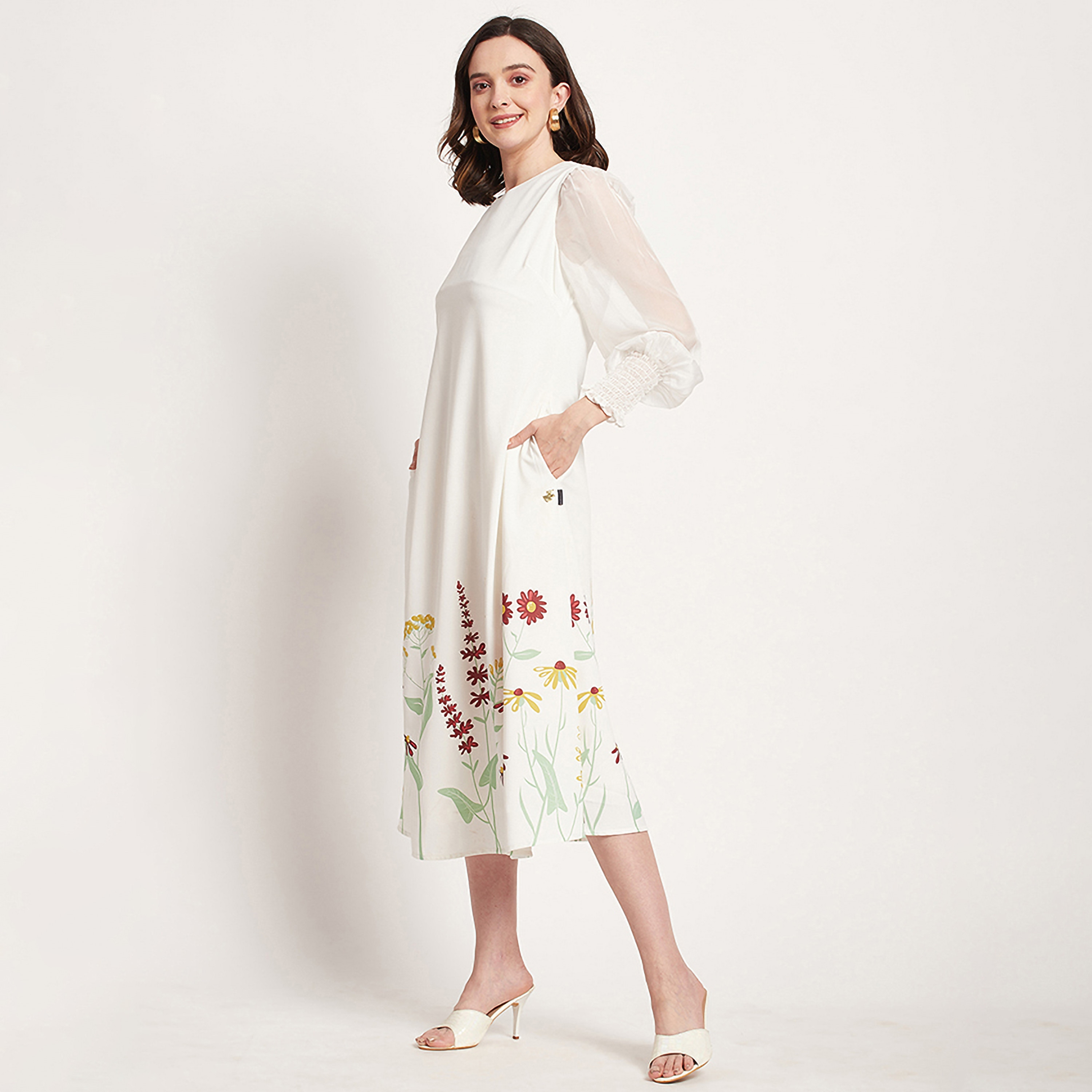 فستان ميدي ذو اى لاين بياقة دائرية مع طبعات من بيفرلي هيلز بولو كلوب-women-clothing-dresses-image-2