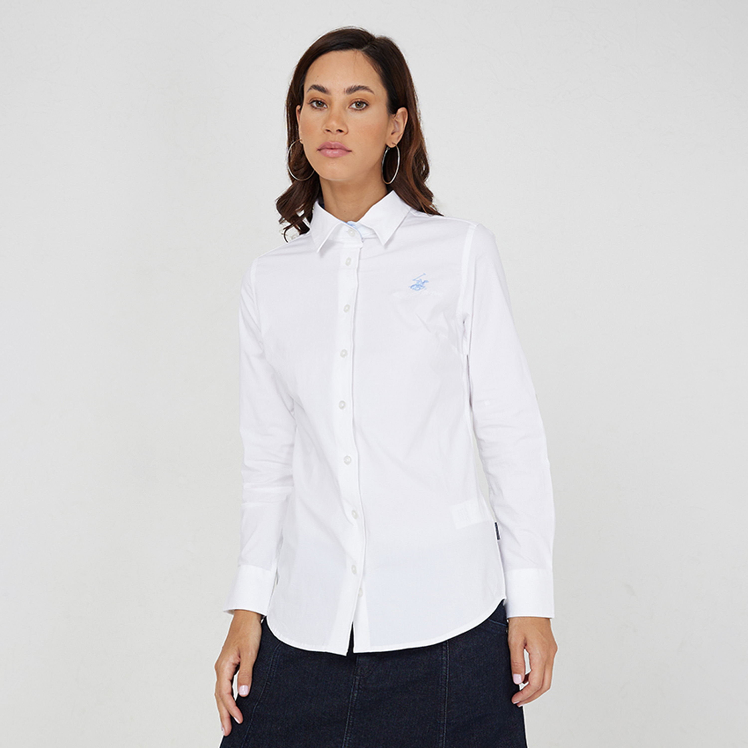 Buy Women s Beverly Hills Polo Club Logo Collared Long Sleeves Shirt Online Centrepoint KSA