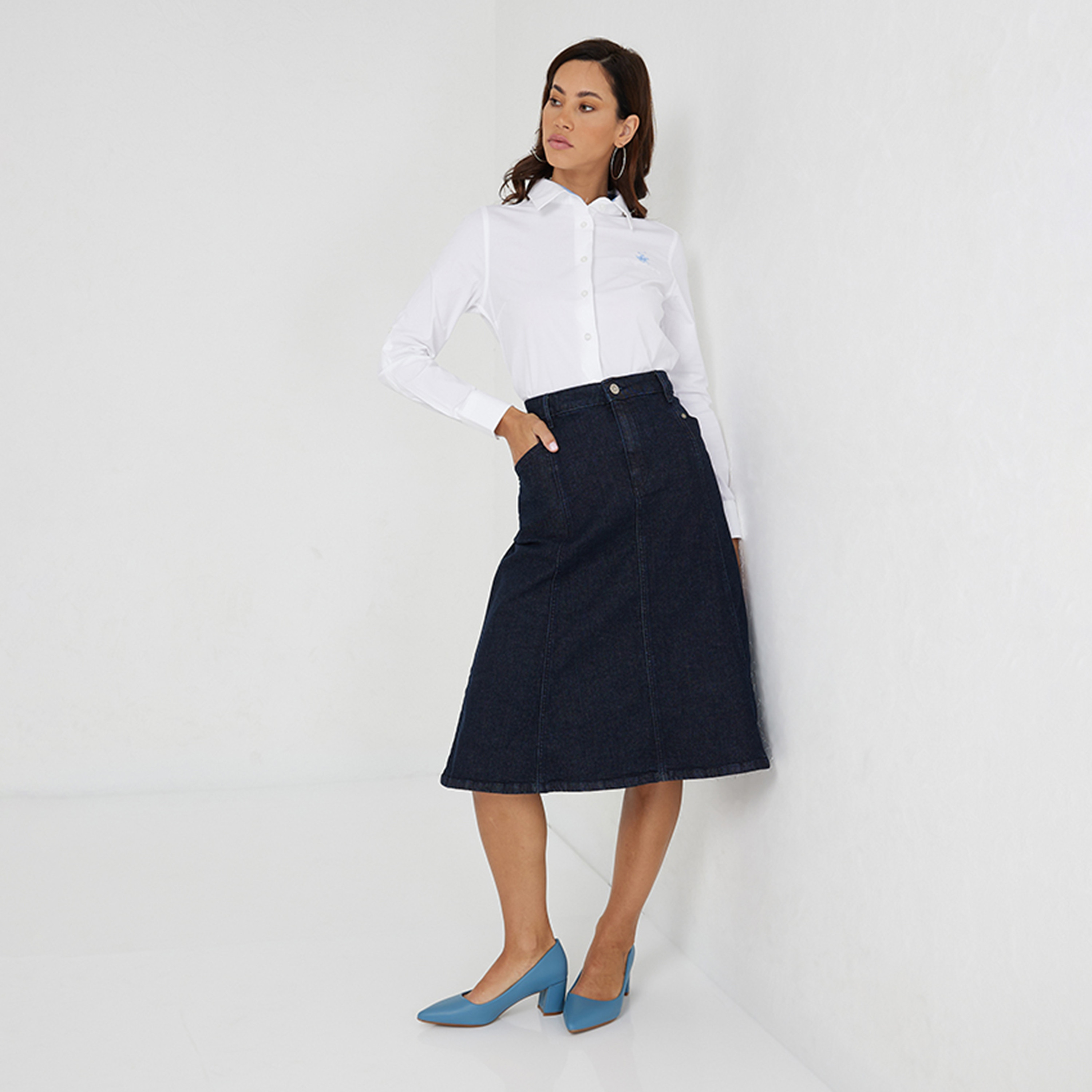 بيفرلي هيلز بولو كلوب-  قميص نسائي سادة بياقة-women-clothing-shirtsandblouses-blouses-image-6